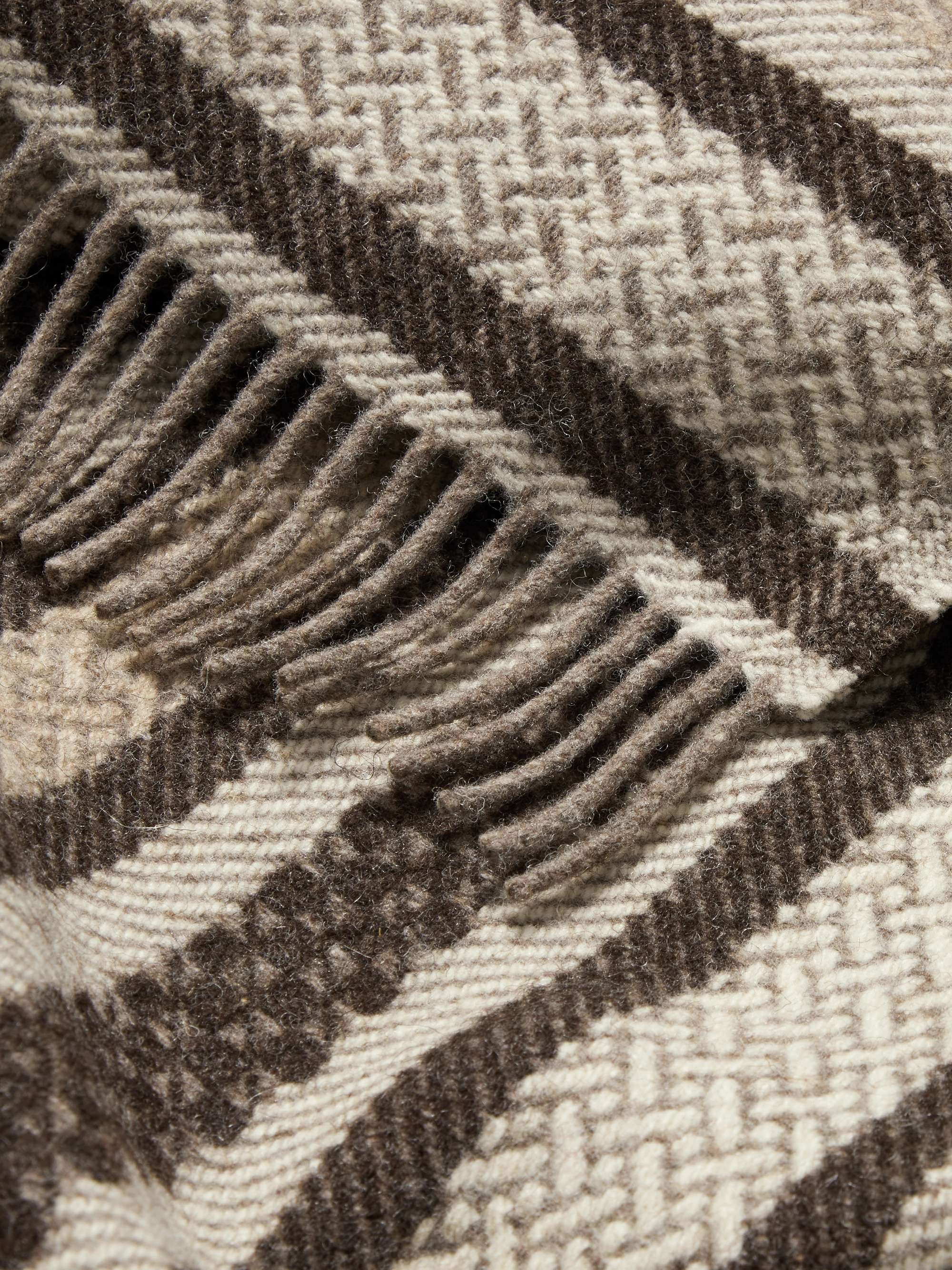 DE BONNE FACTURE Fringed Striped Wool Scarf
