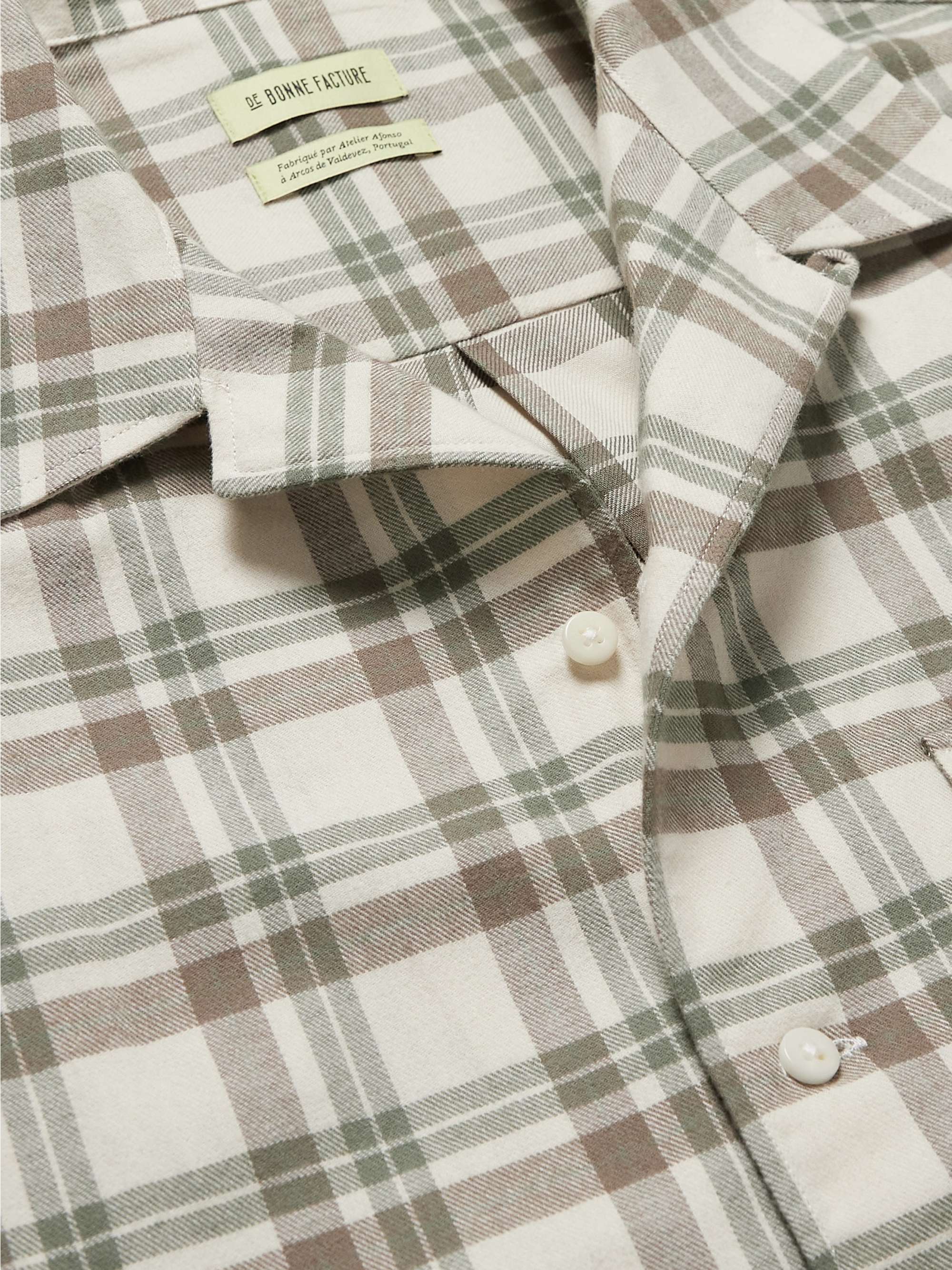 DE BONNE FACTURE Camp-Collar Checked Cotton-Flannel Shirt