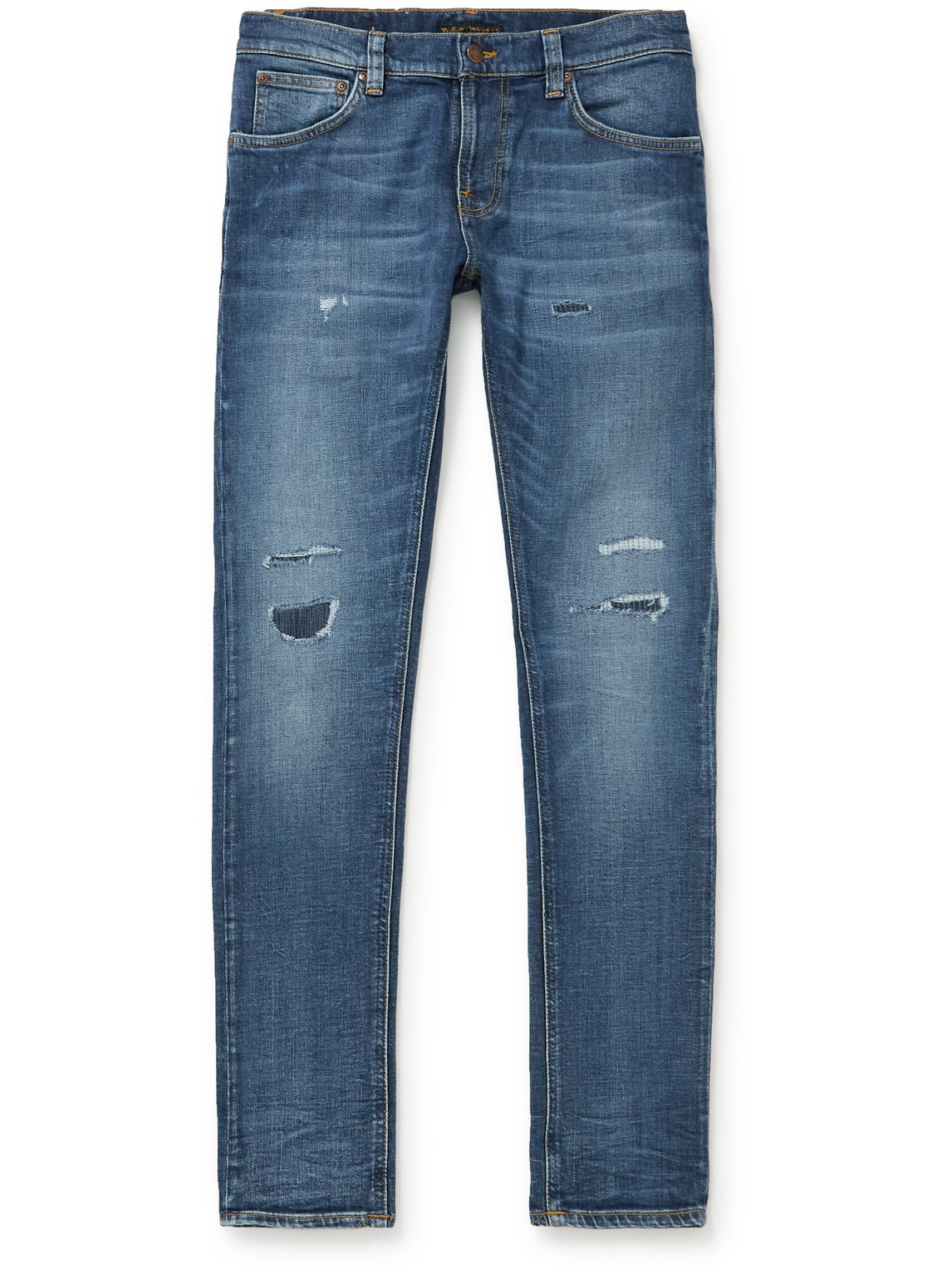 Nudie Jeans - Tight Terry Distressed Stretch-Denim Skinny Jeans - Men - Blue - 30W 32L