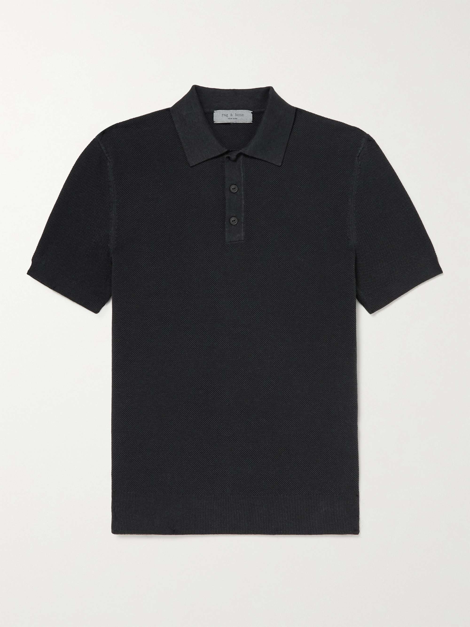 RAG & BONE Cotton and Hemp-Blend Piqué Polo Shirt