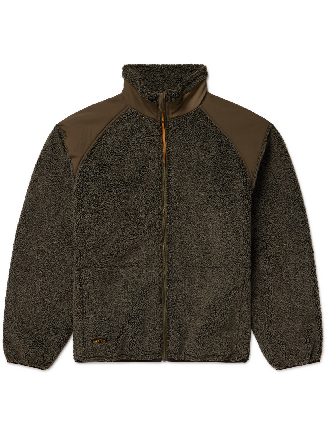 Orslow Boa Cotton Corduroy-trimmed Fleece Jacket In Green