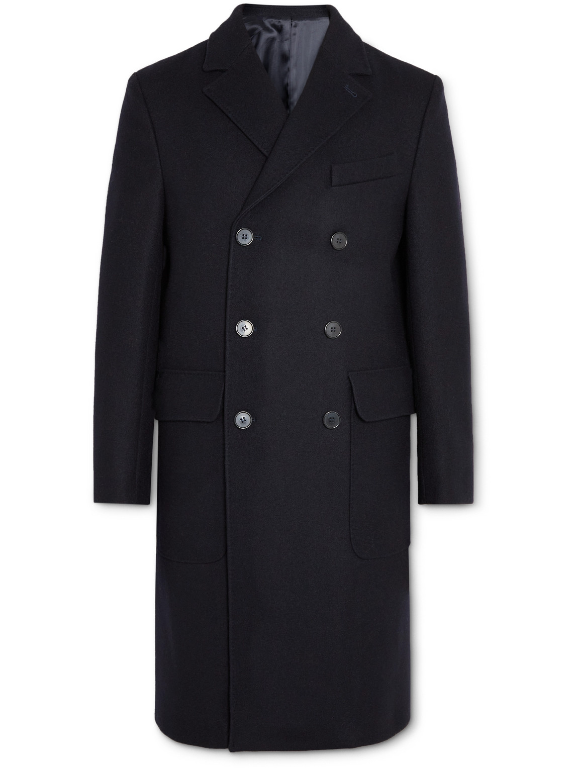 Officine Generale Andre Double-breasted Wool-twill Coat In Blue