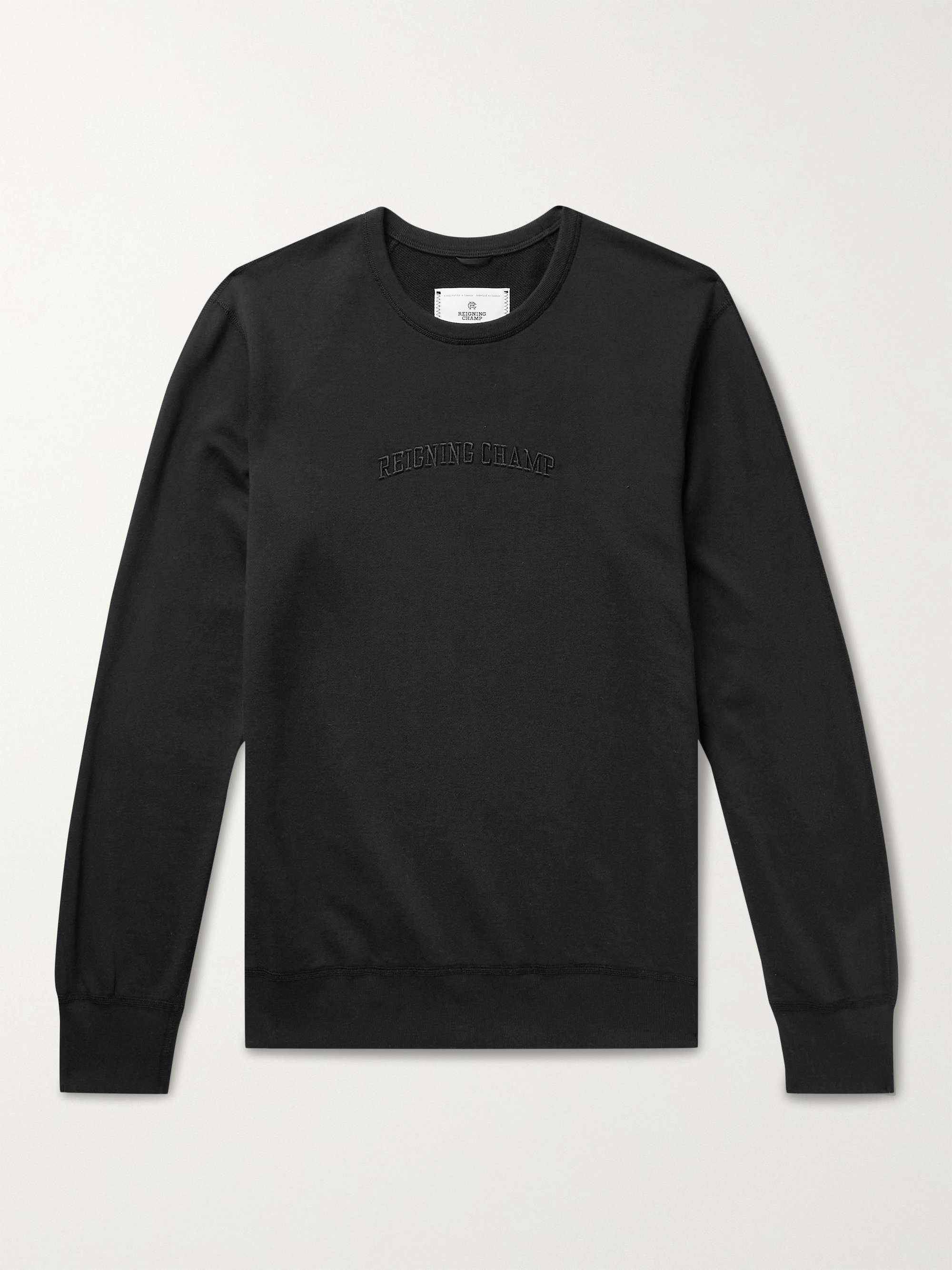 REIGNING CHAMP Slim-Fit Logo-Embroidered Loopback Pima Cotton-Jersey Sweatshirt