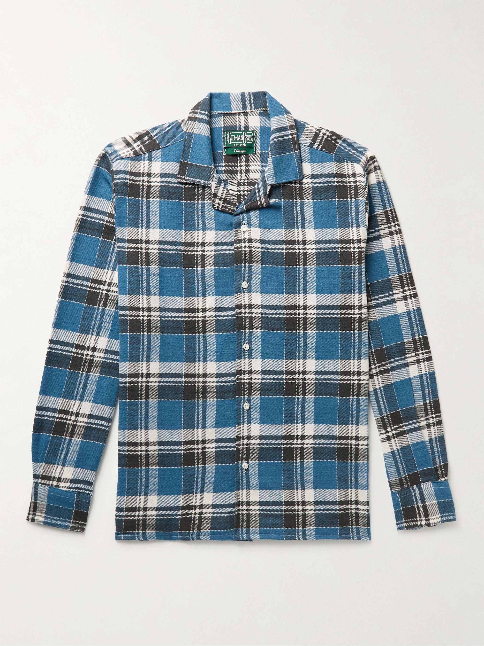 GITMAN VINTAGE Camp-Collar Checked Cotton-Flannel Shirt