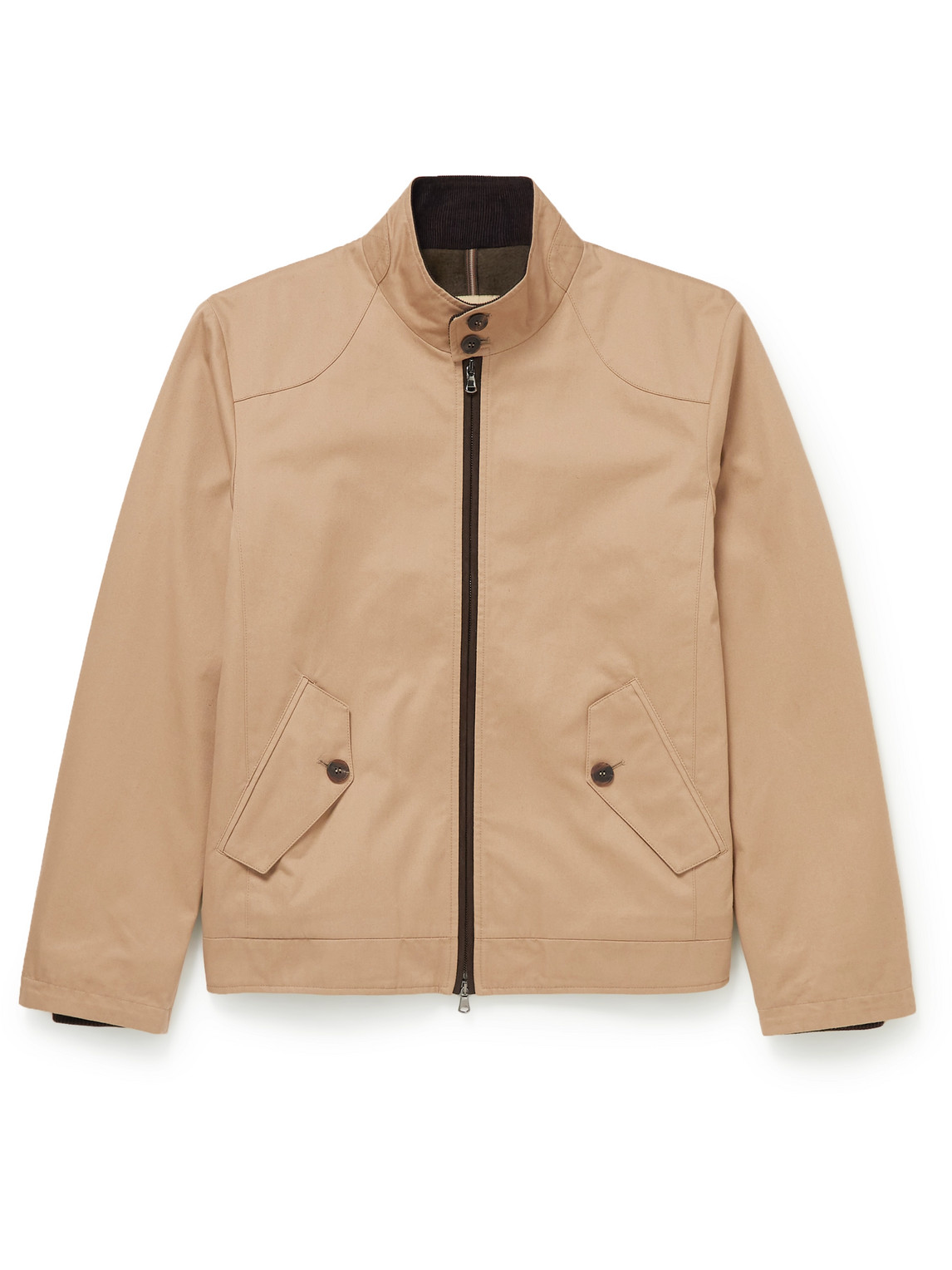 Purdey Corduroy-trimmed Cotton-twill Harrington Jacket In Brown