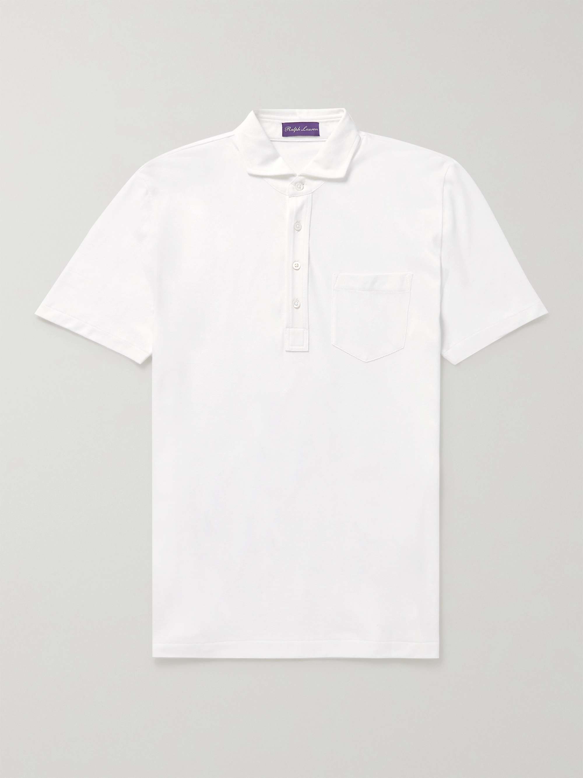 RALPH LAUREN PURPLE LABEL Logo-Embroidered Mercerised Cotton-Piqué Polo Shirt