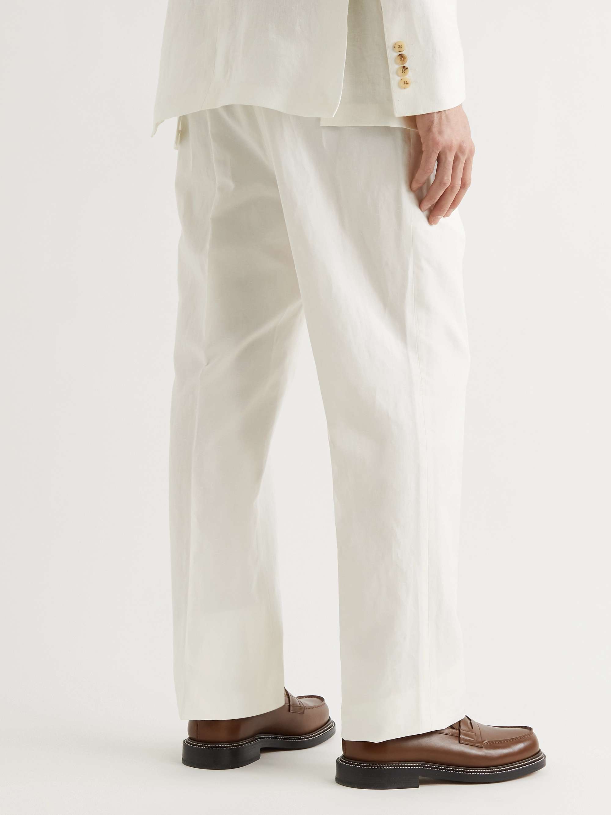 RICHARD JAMES Pleated Cotton and Linen-Blend Trousers