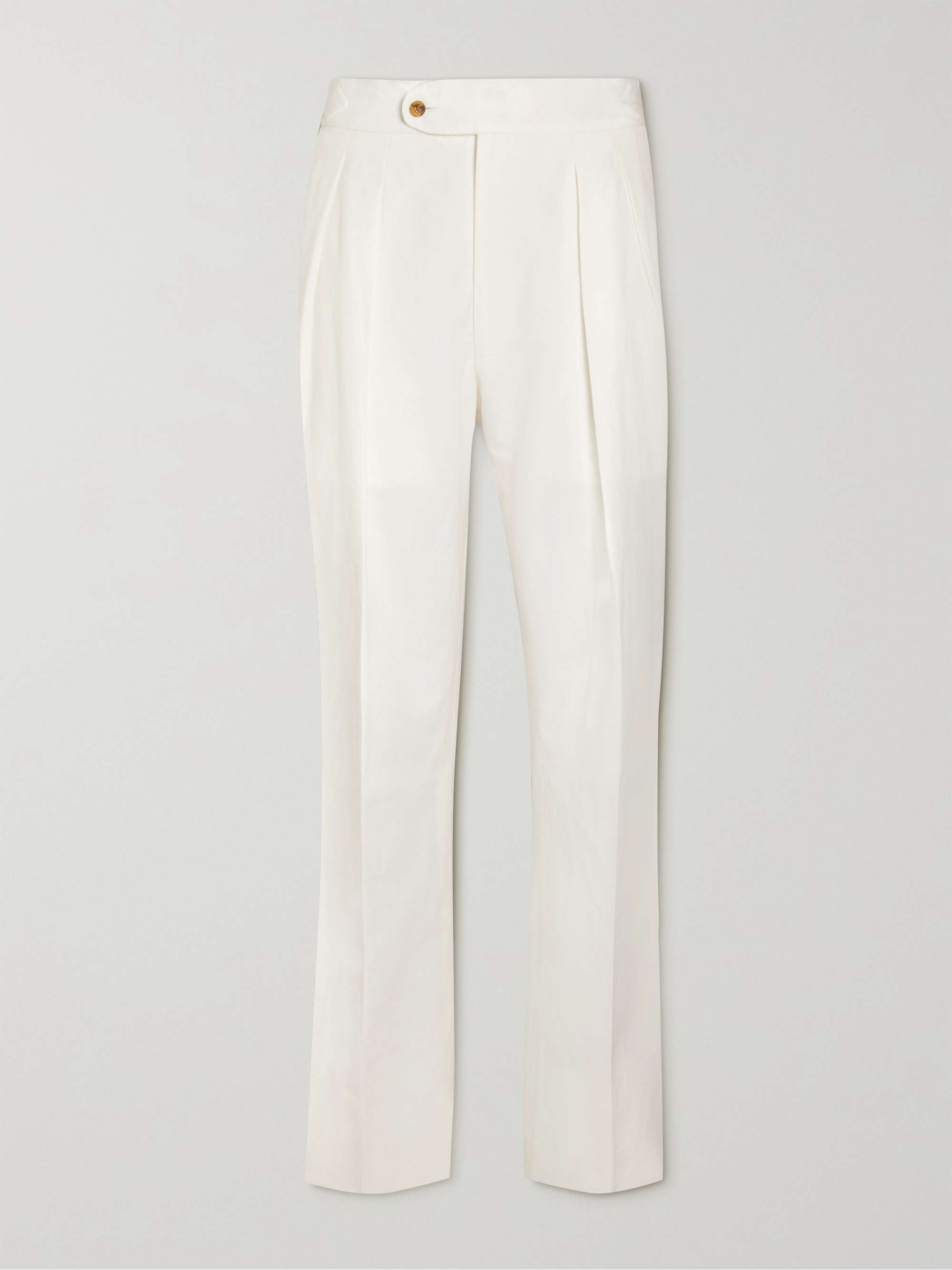 RICHARD JAMES Pleated Cotton and Linen-Blend Trousers