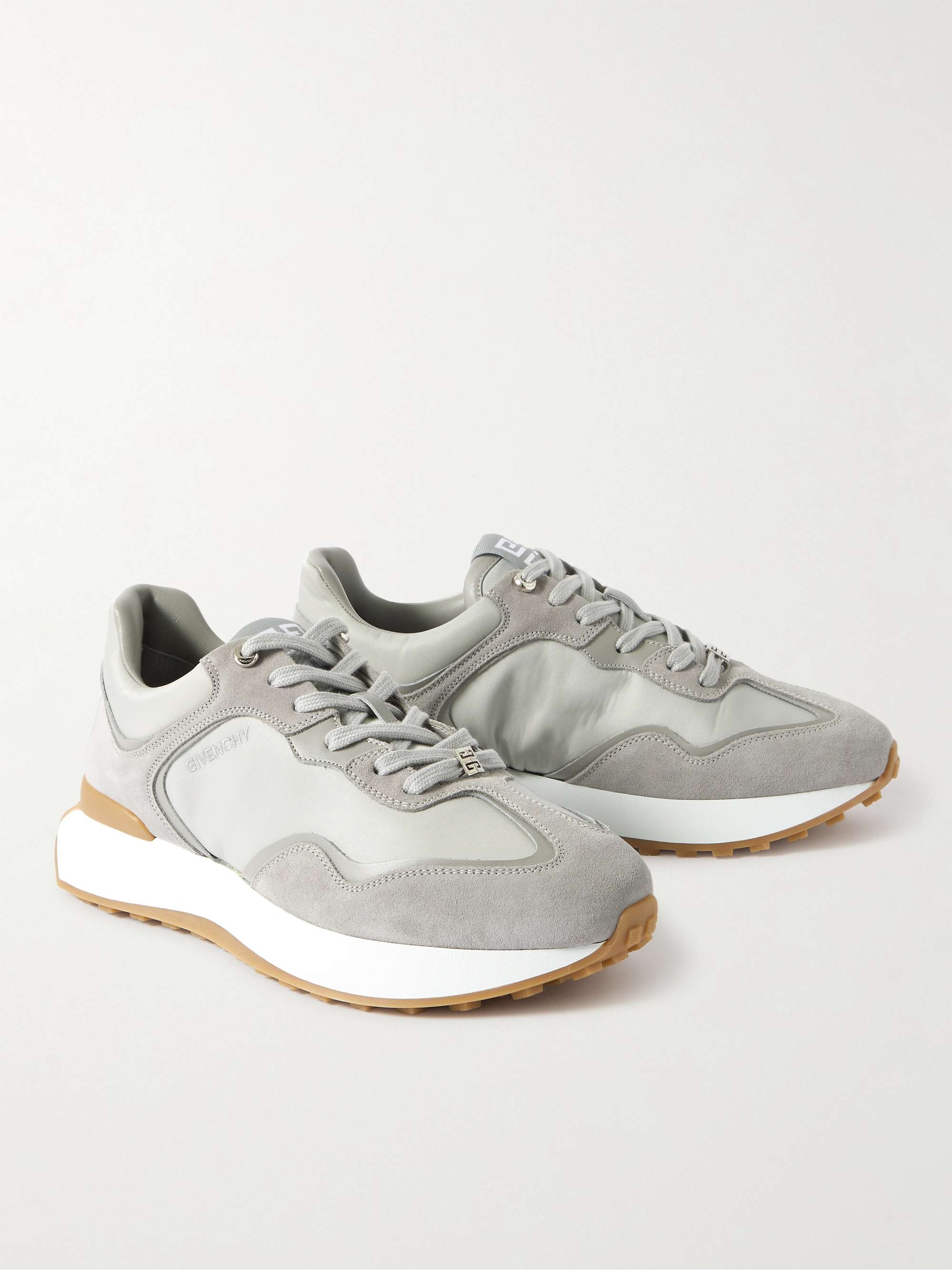 Giv Runner Suede and Leather-Trimmed Nylon Sneakers