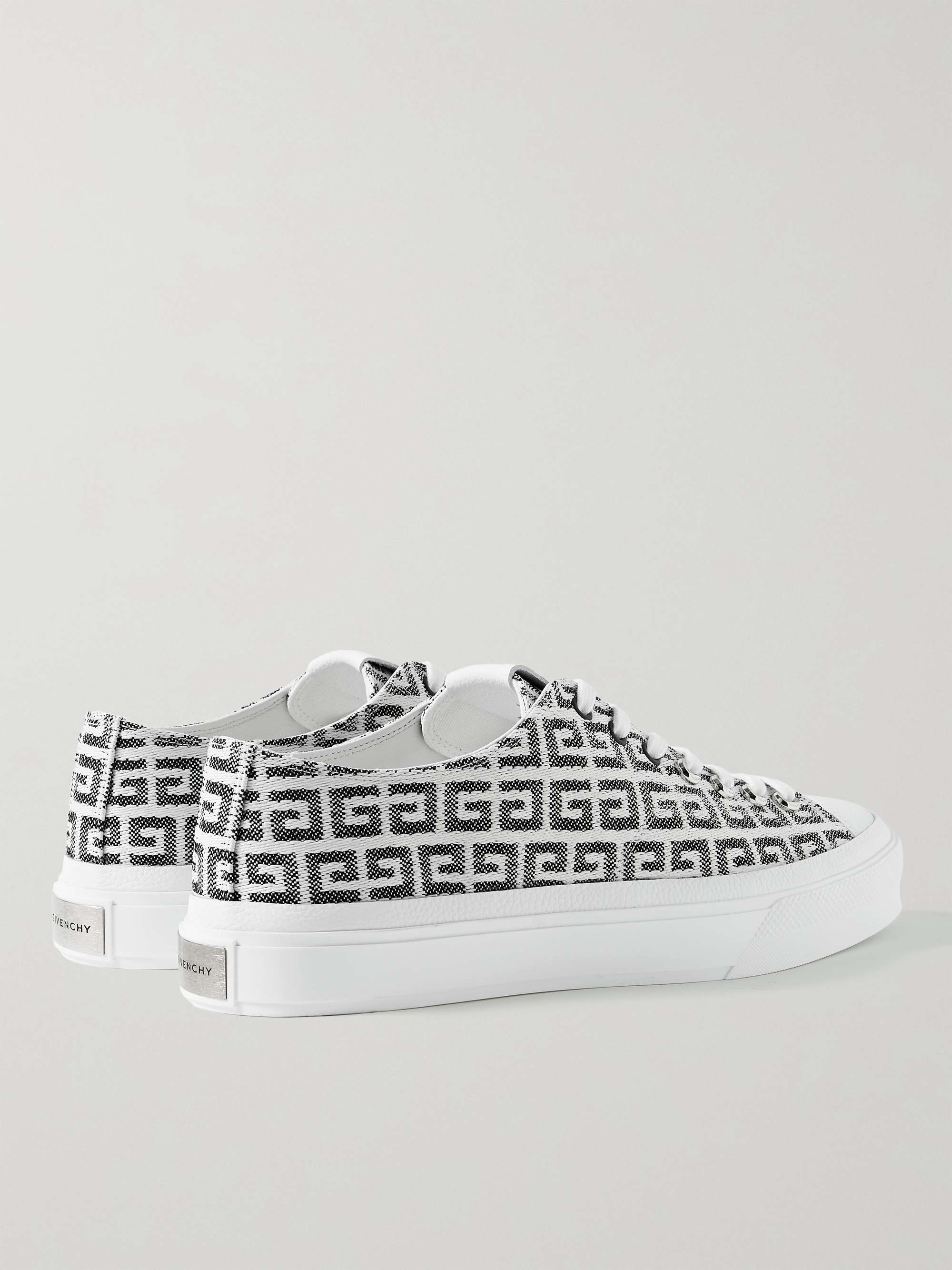 City Leather-Trimmed Logo-Jacquard Canvas Sneakers