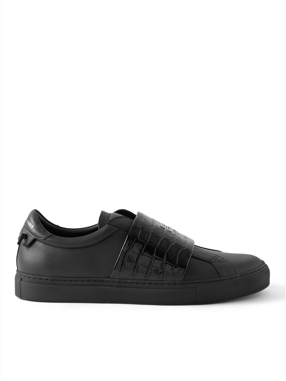 GIVENCHY URBAN STREET SMOOTH AND CROC-EFFECT LEATHER SLIP-ON SNEAKERS