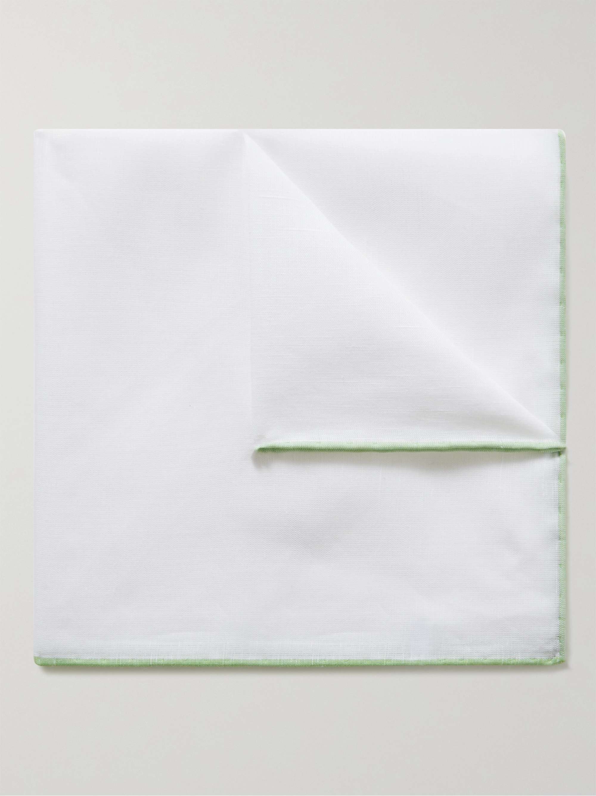 ANDERSON & SHEPPARD Contrast-Tipped Cotton and Linen-Blend Pocket Square