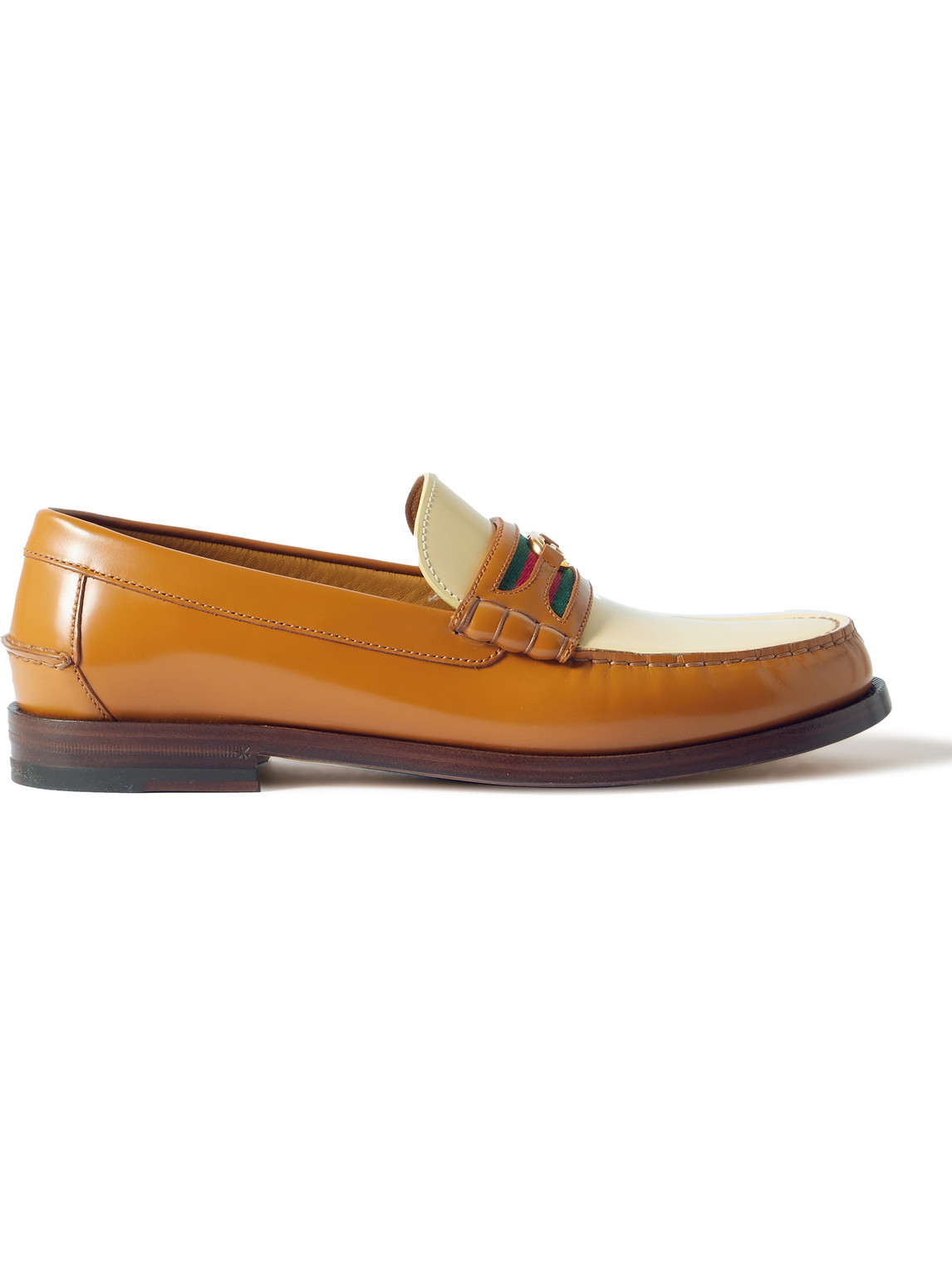 Keveh Logo-Detailed Webbing-Trimmed Two-Tone Leather Loafers