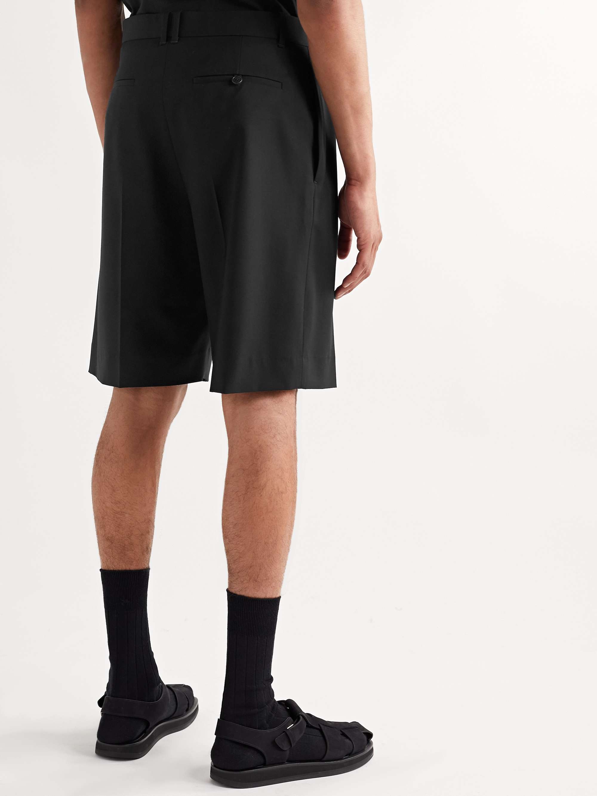 THE ROW Gerhardt Pleated Stretch Cotton and Cashmere-Blend Twill Shorts