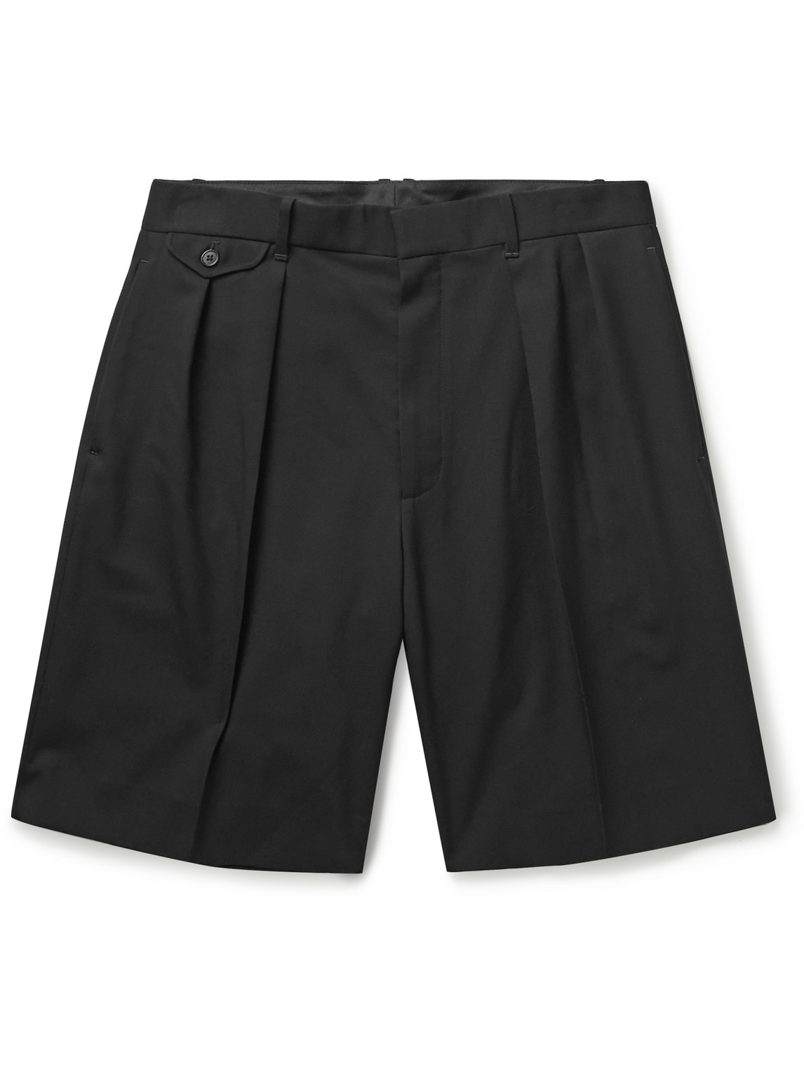 Gerhardt Pleated Stretch Cotton and Cashmere-Blend Twill Shorts