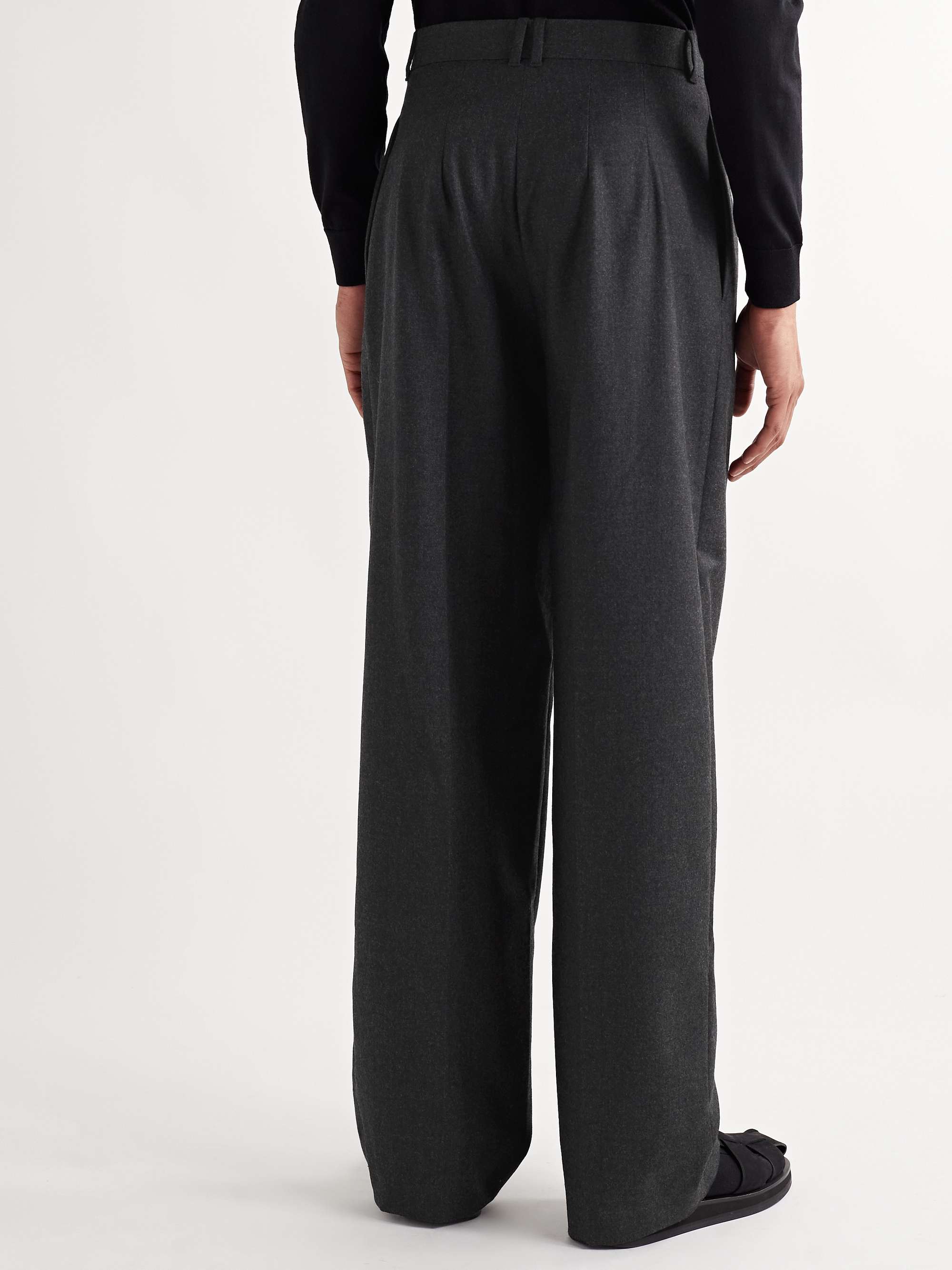THE ROW Marcello Wide-Leg Pleated Virgin Wool-Flannel Trousers