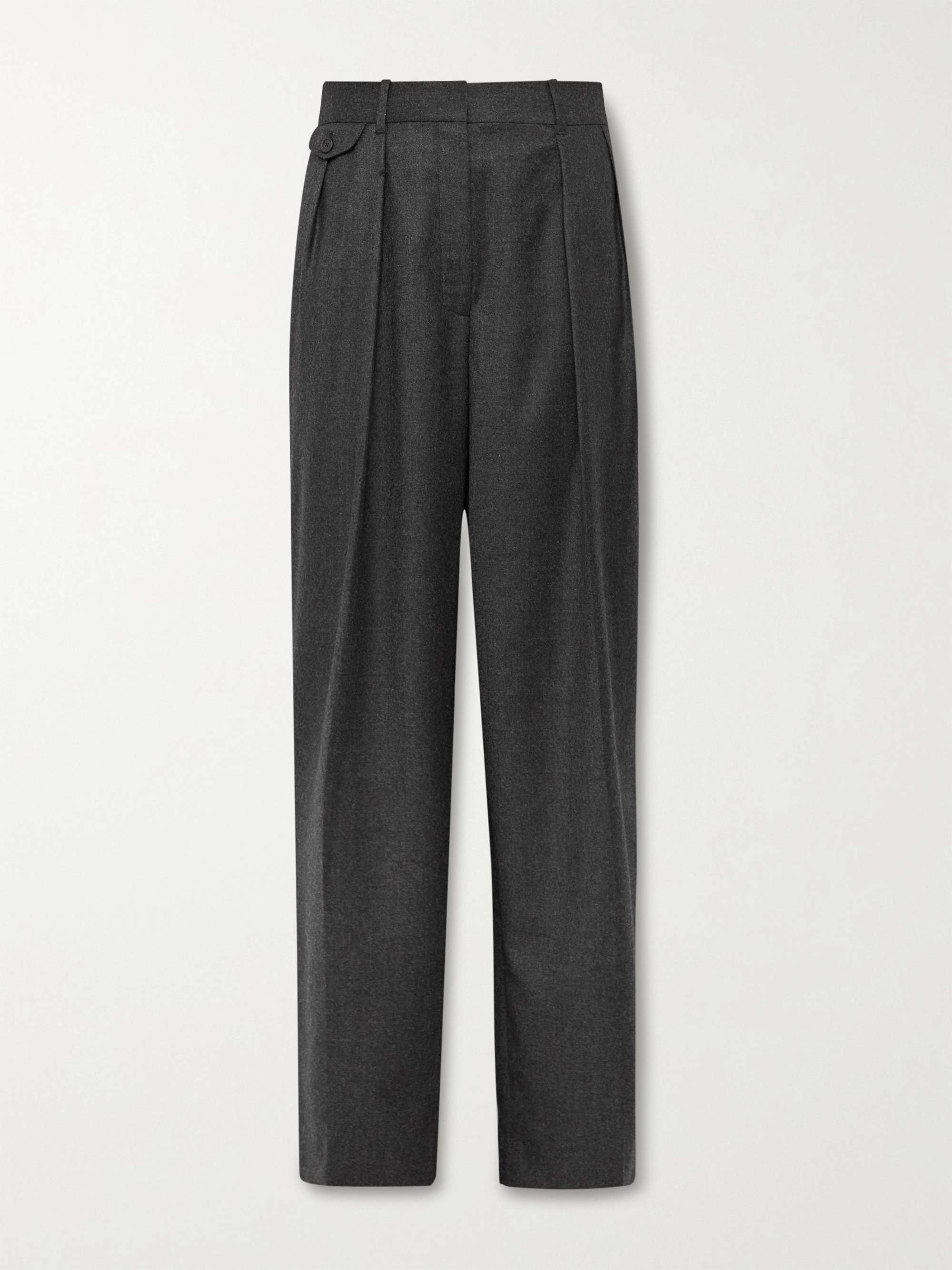 THE ROW Marcello Wide-Leg Pleated Virgin Wool-Flannel Trousers