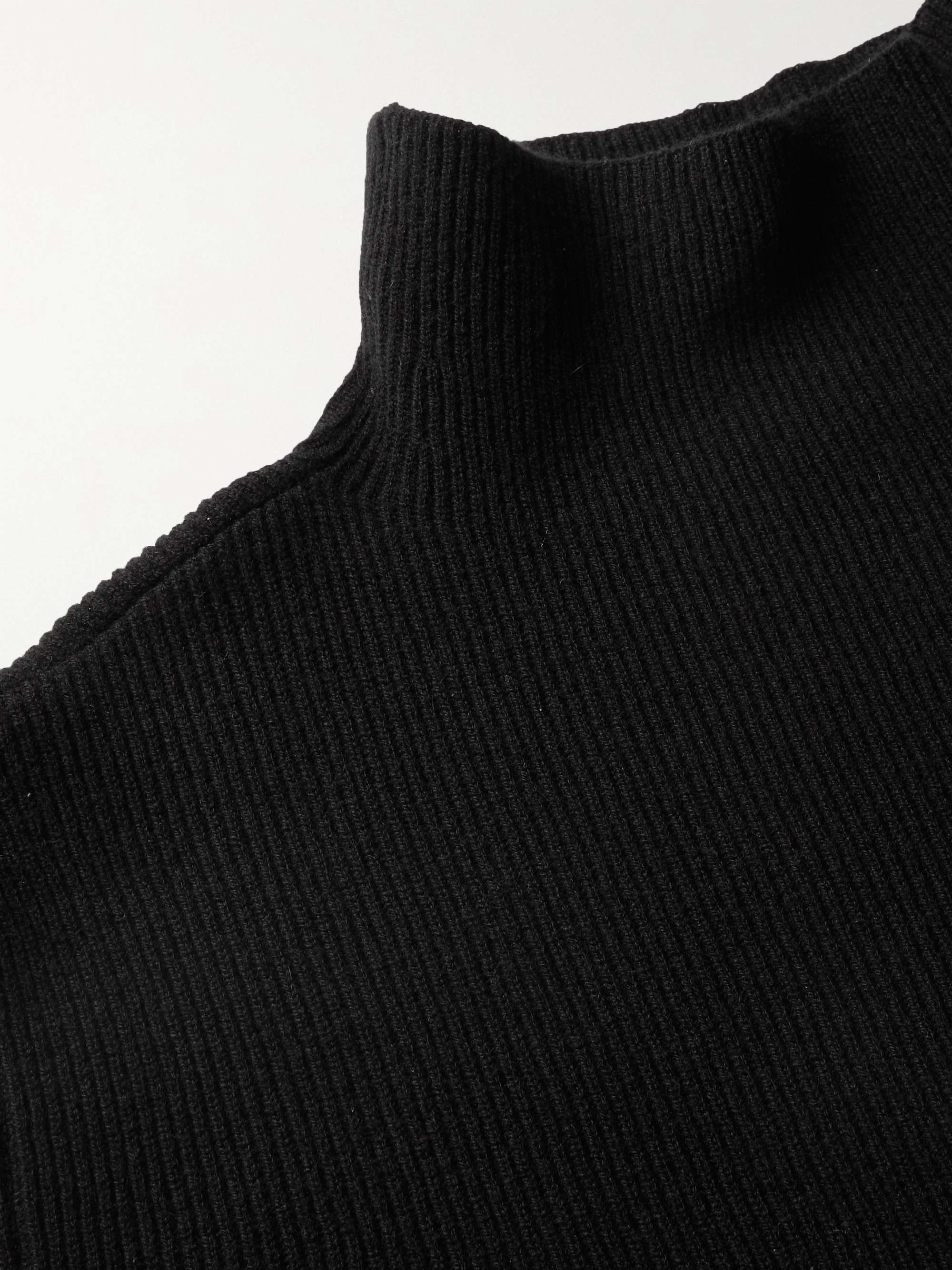 THE ROW Daniel Ribbed Cashmere Mock-Neck Sweater