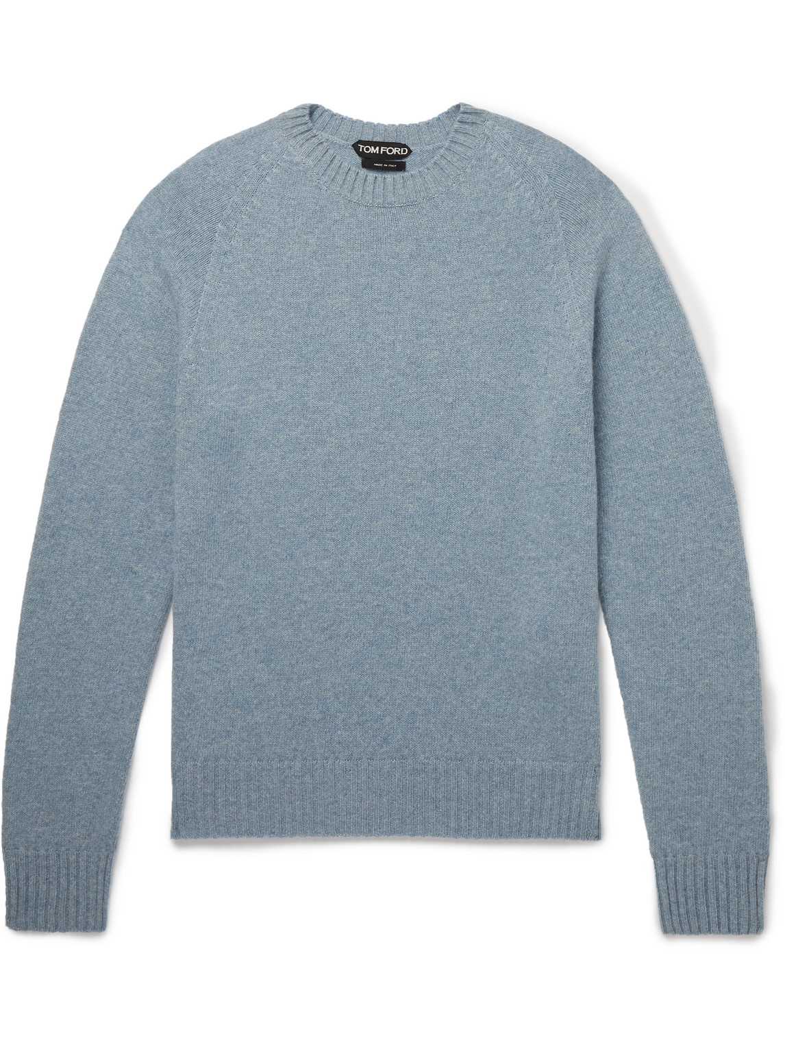 Tom Ford Slim-fit Cashmere And Cotton-blend Sweater In Blue