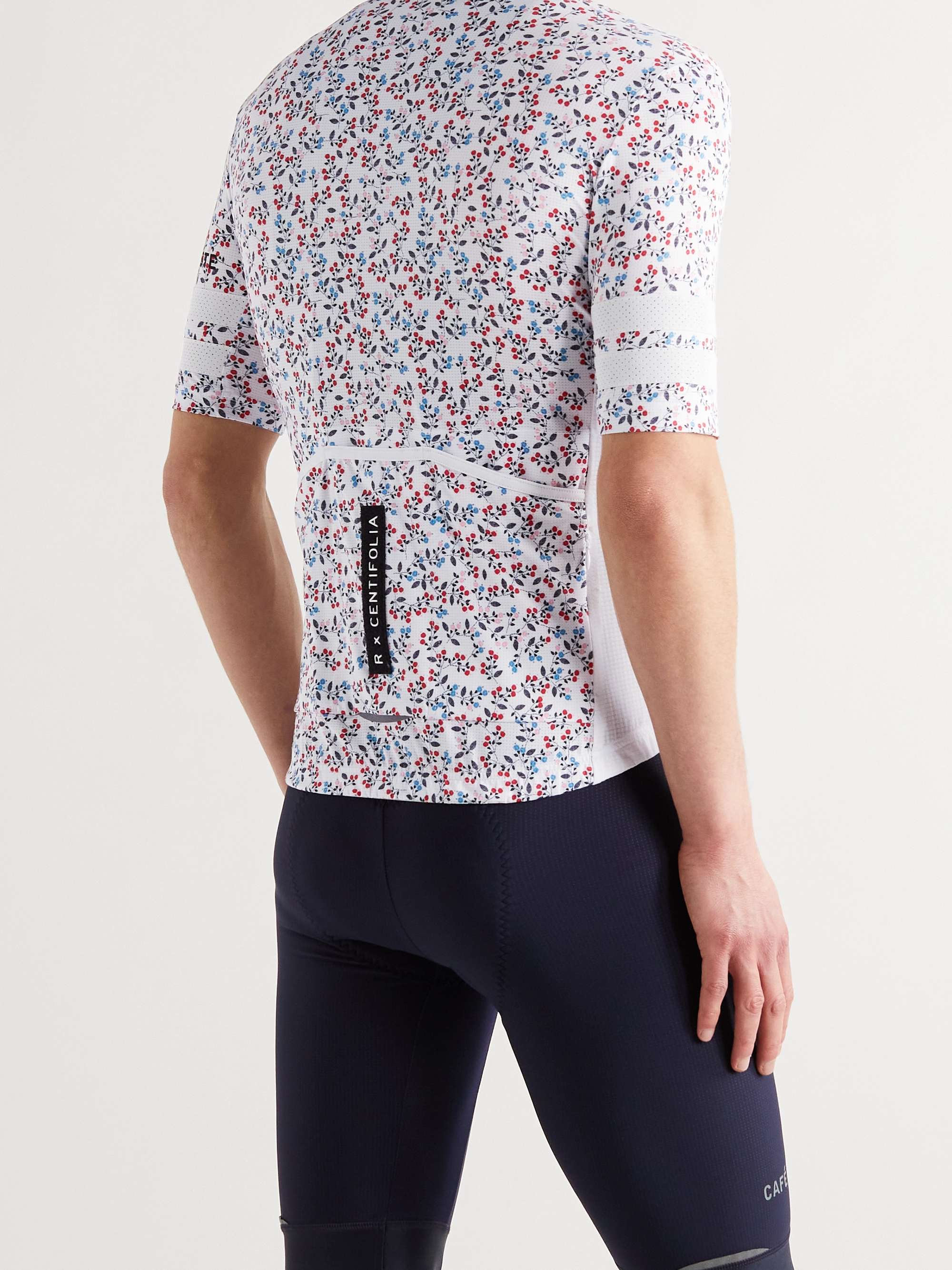 CAFE DU CYCLISTE Floriane Floral-Print Mesh-Trimmed Cycling Jersey
