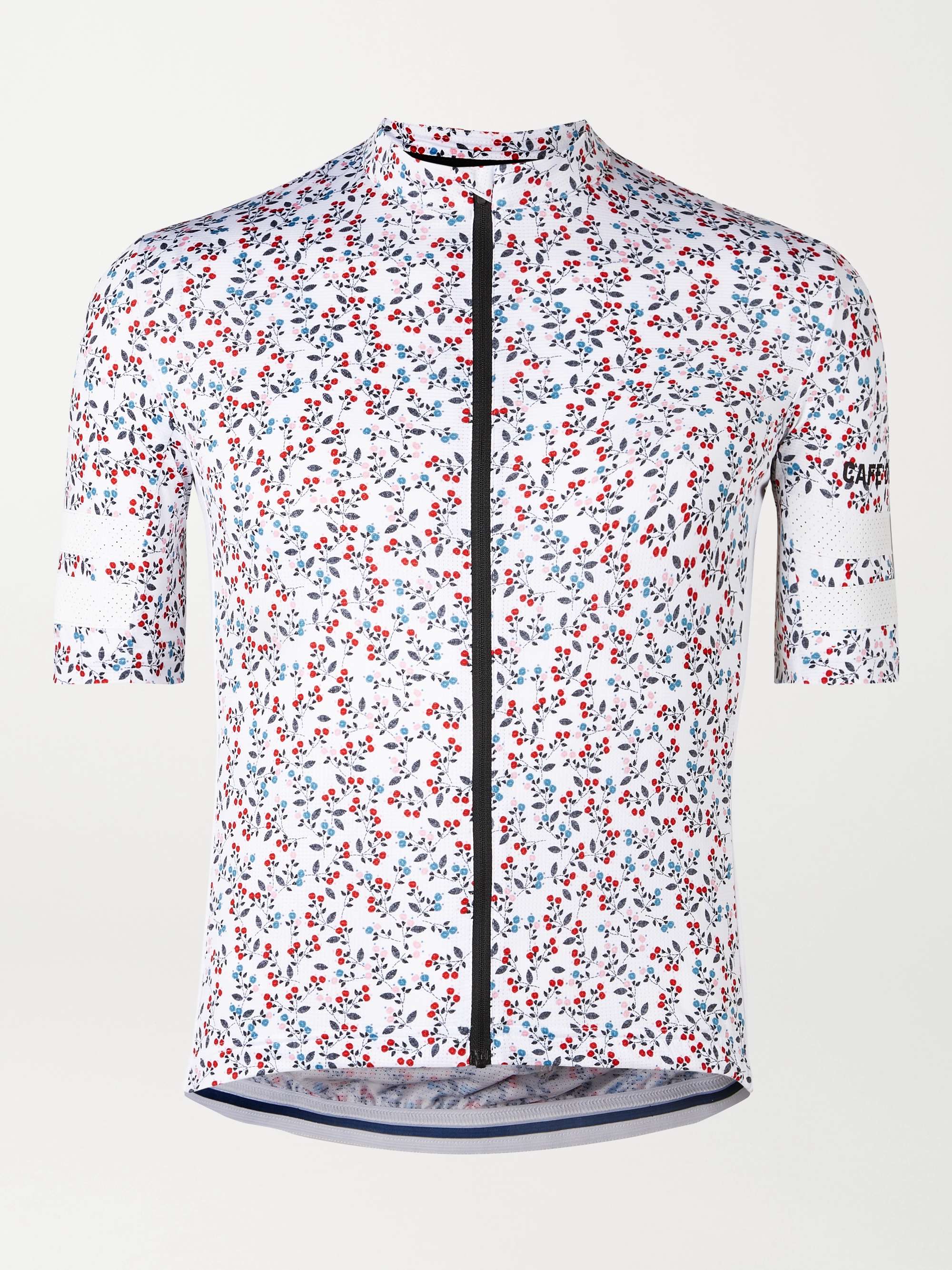 CAFE DU CYCLISTE Floriane Floral-Print Mesh-Trimmed Cycling Jersey