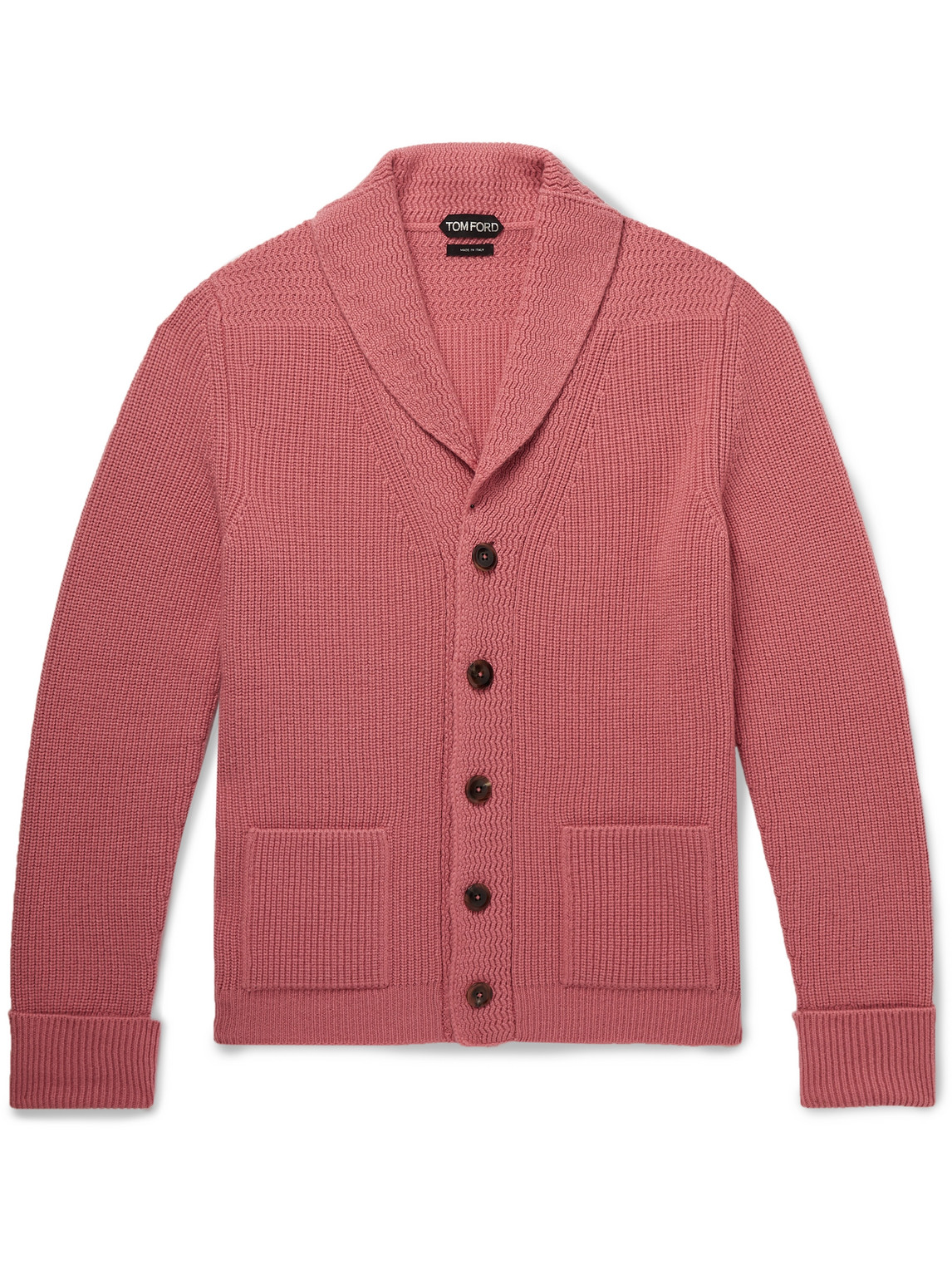 Tom Ford Ribbed Cashmere Cardigan In Pink