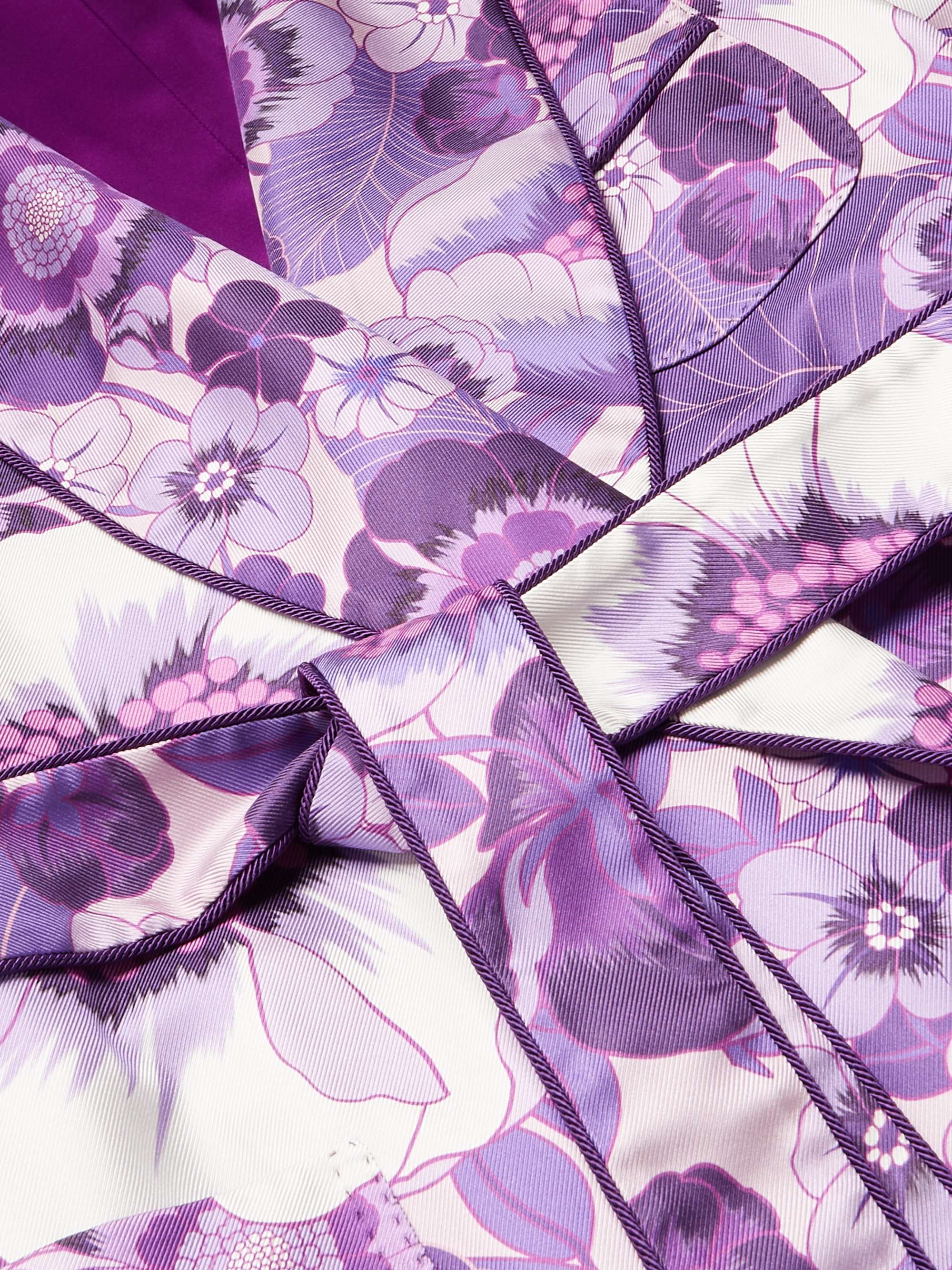 TOM FORD Tasselled Piped Floral-Print Silk-Twill Robe