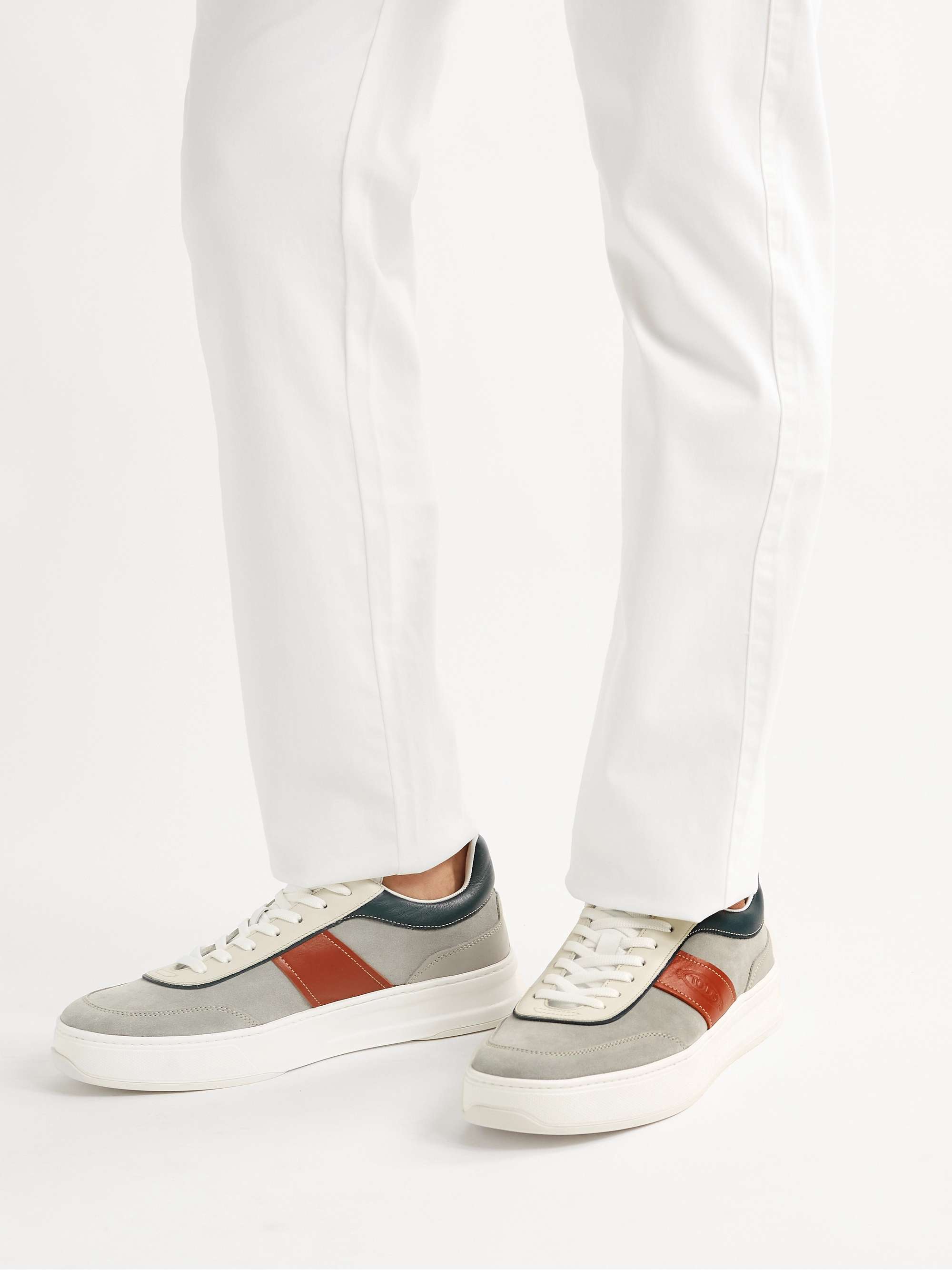 TOD'S Leather-Trimmed Suede Sneakers