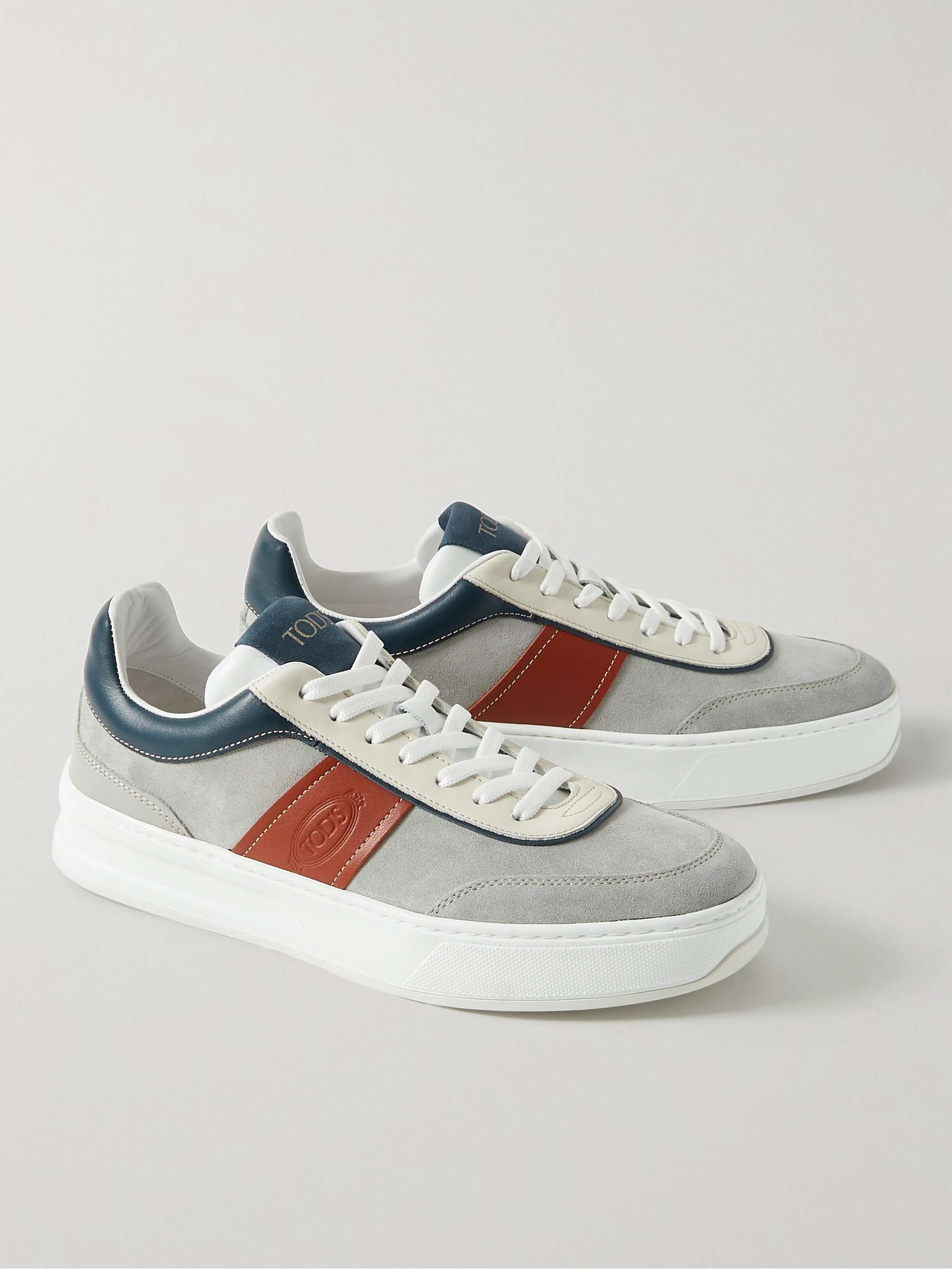 TOD'S Leather-Trimmed Suede Sneakers