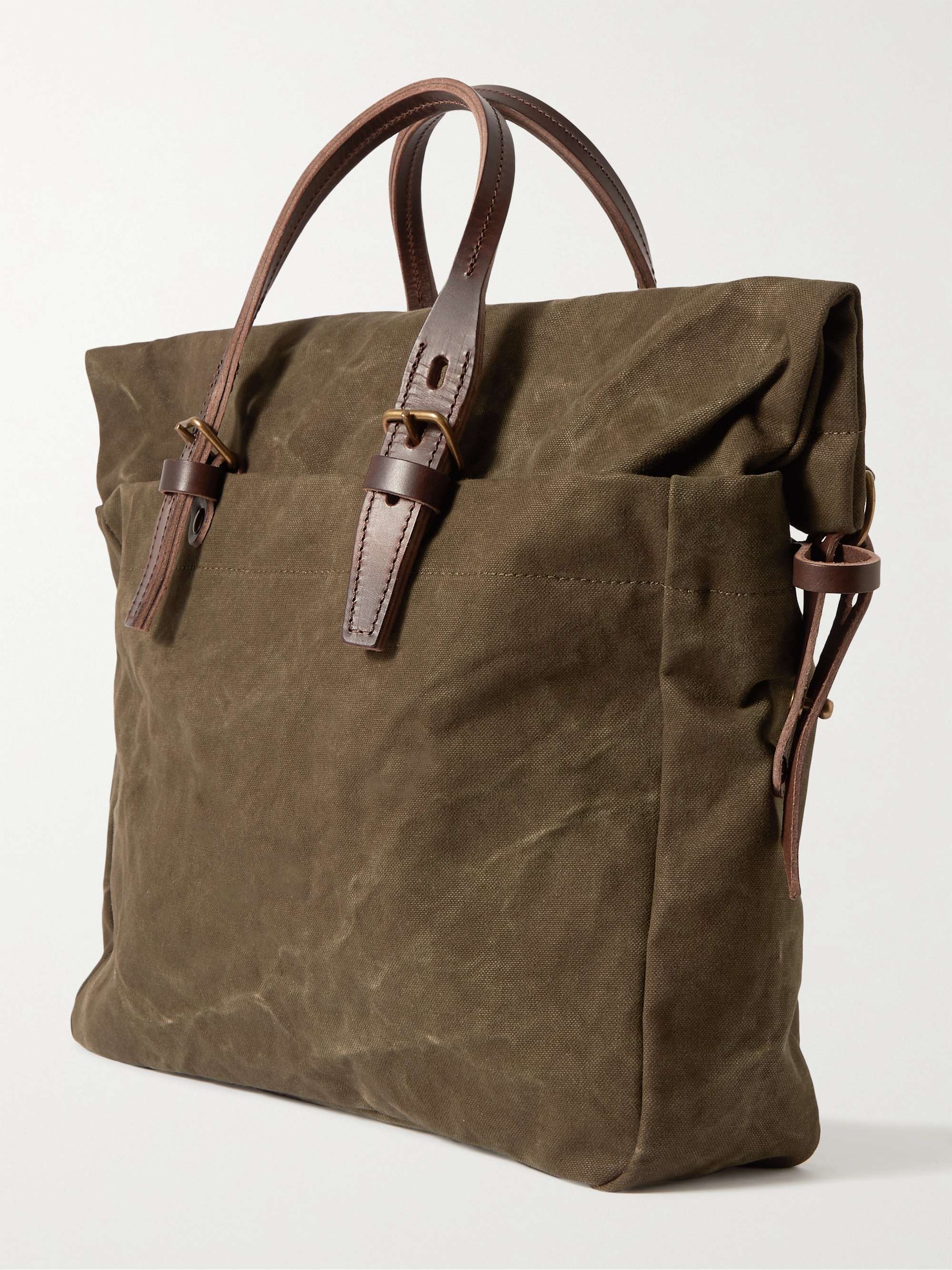 BLEU DE CHAUFFE Leather-Trimmed Cotton-Canvas Messenger Bag
