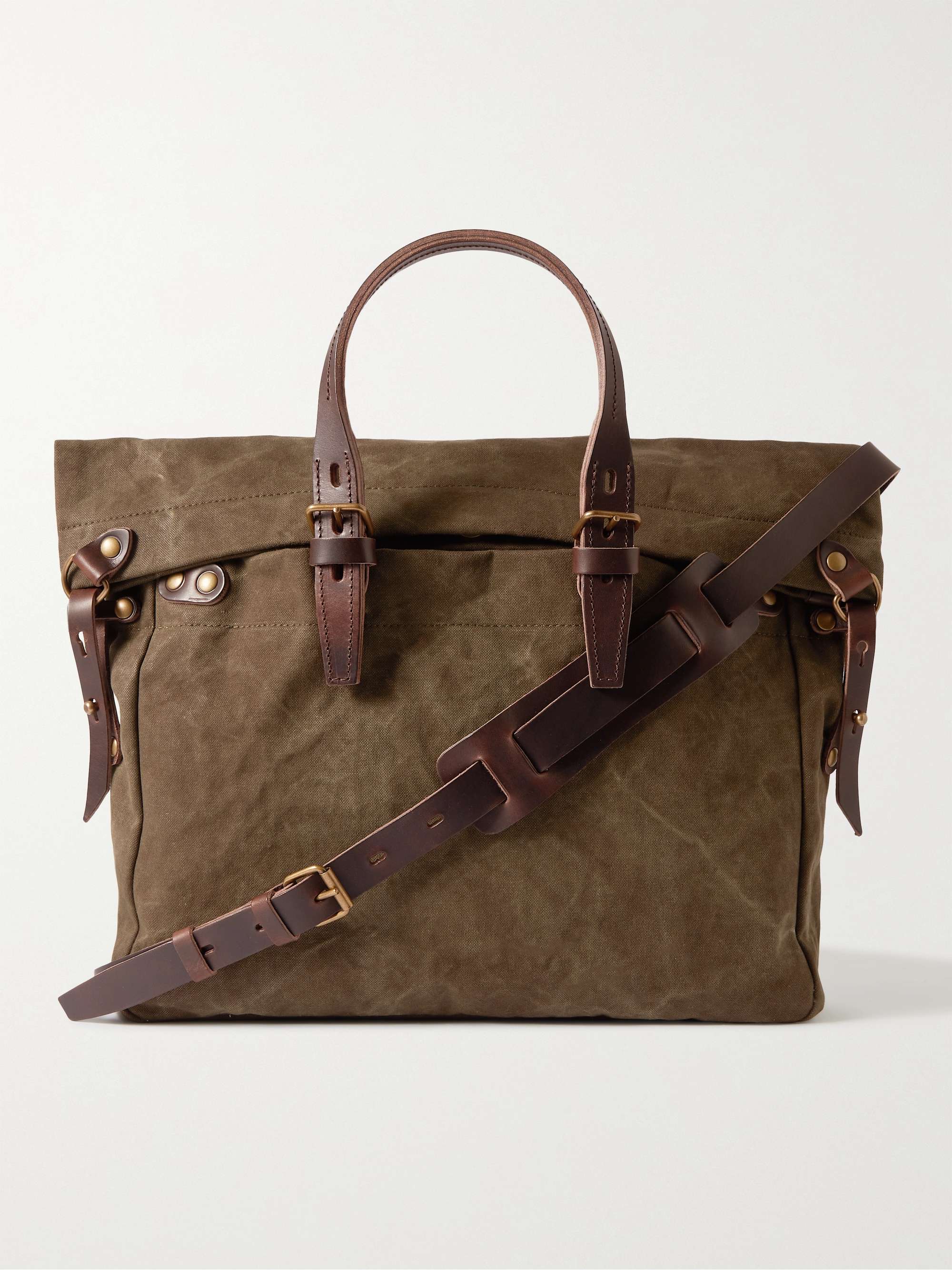BLEU DE CHAUFFE Leather-Trimmed Cotton-Canvas Messenger Bag
