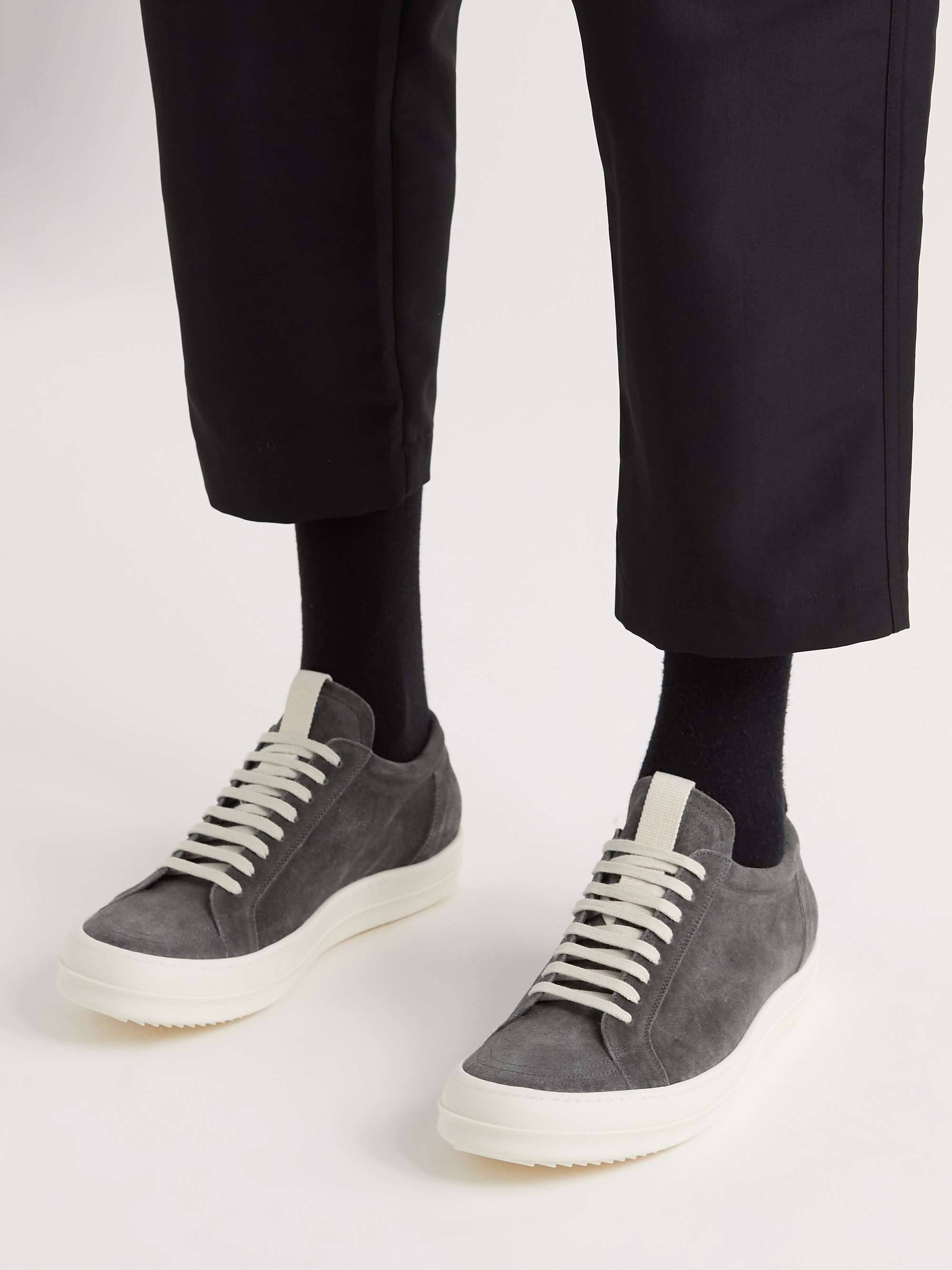RICK OWENS Canvas-Trimmed Suede Sneakers