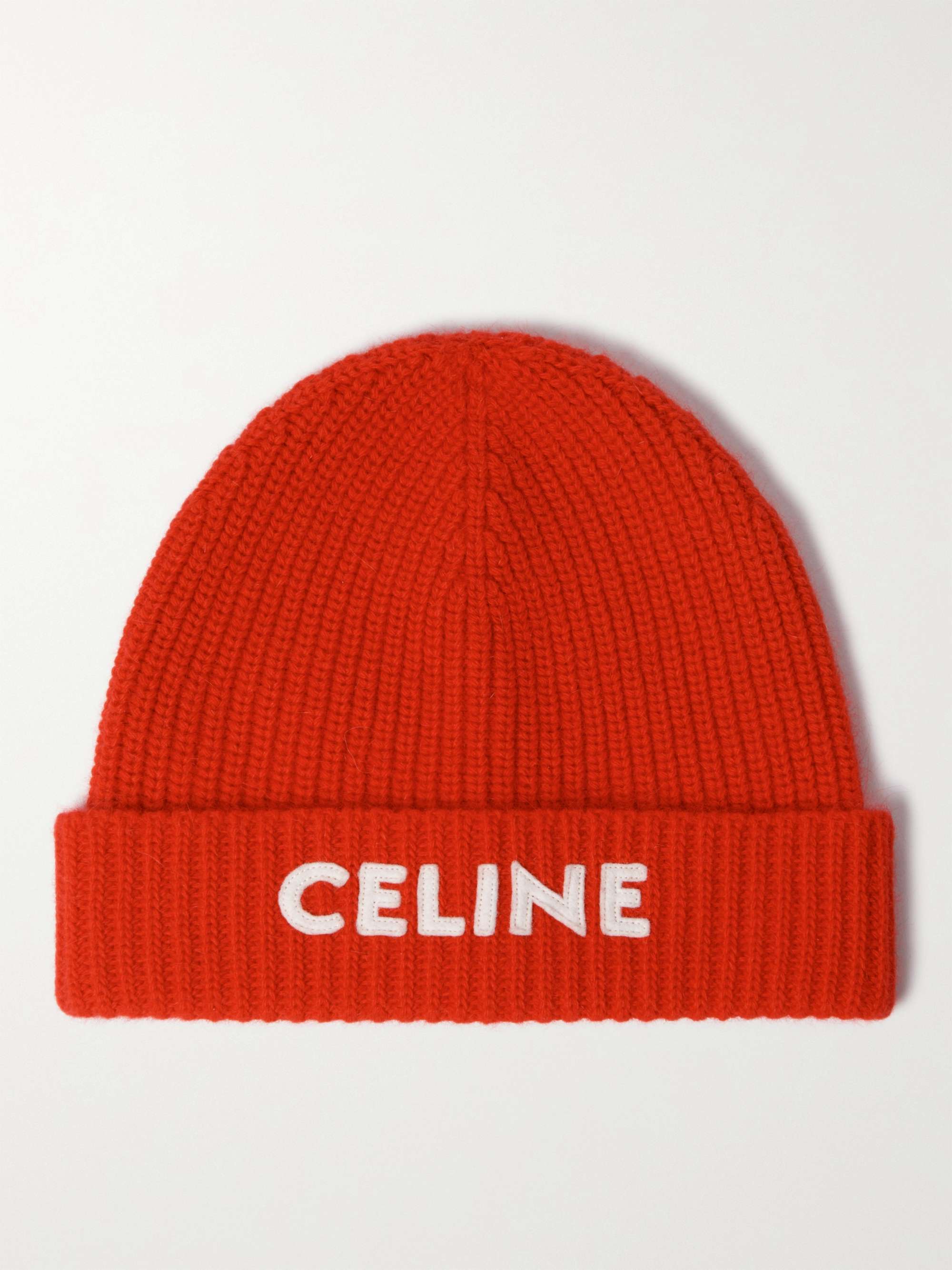 CELINE HOMME Logo-Appliquéd Ribbed Wool Beanie