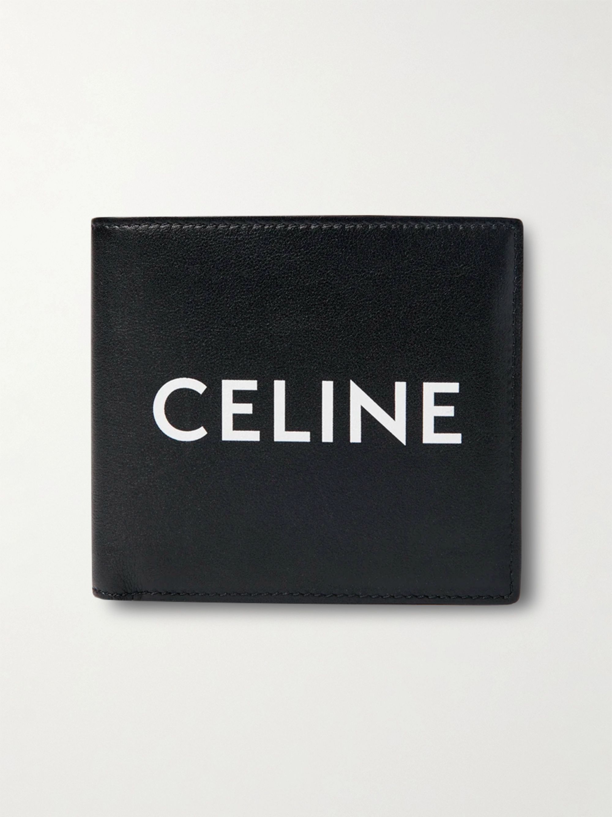 셀린느 옴므 반지갑 CELINE HOMME Logo-Print Leather Billfold Wallet,Black