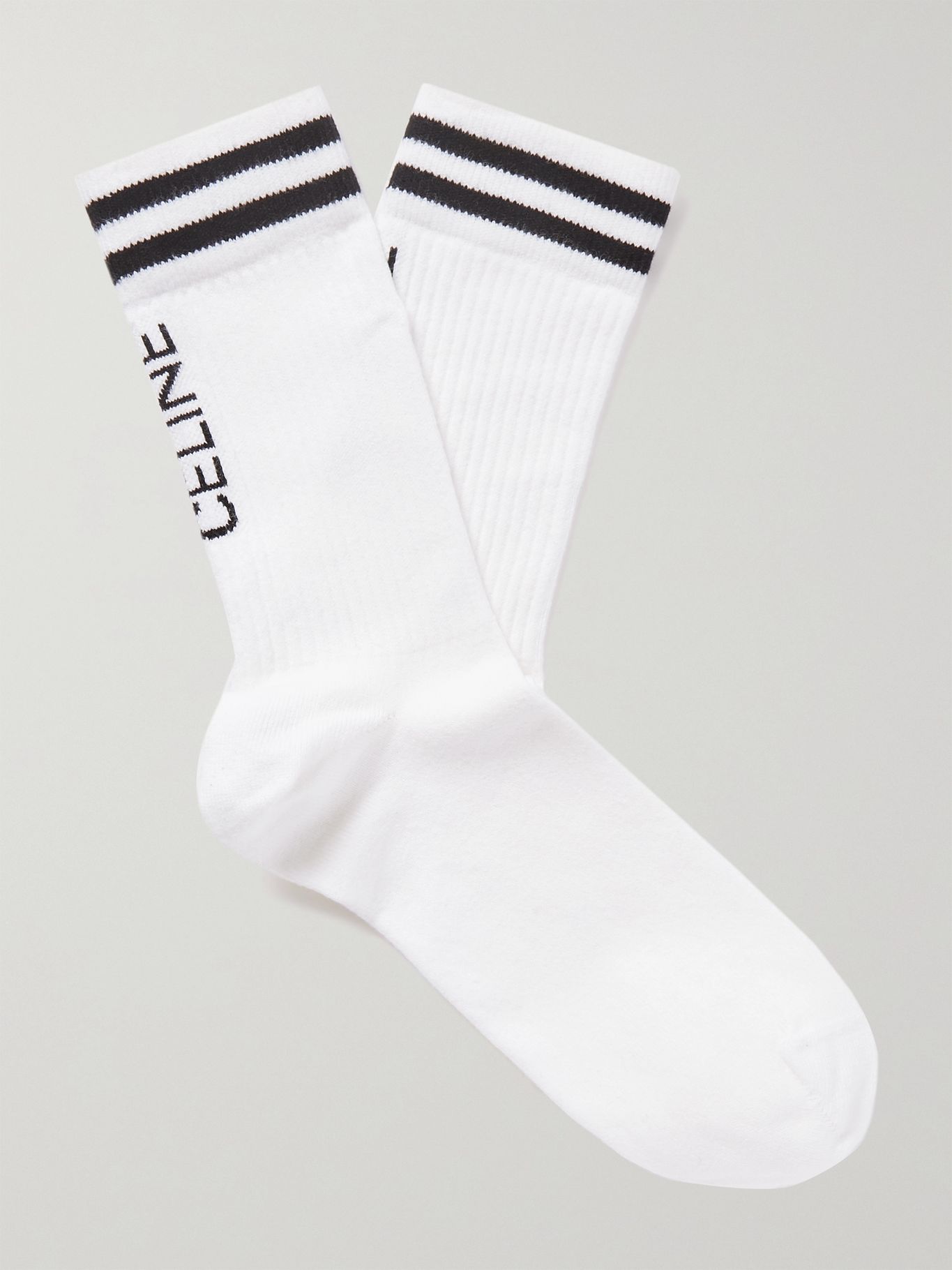White Striped Cotton-Blend Socks | CELINE HOMME | MR PORTER