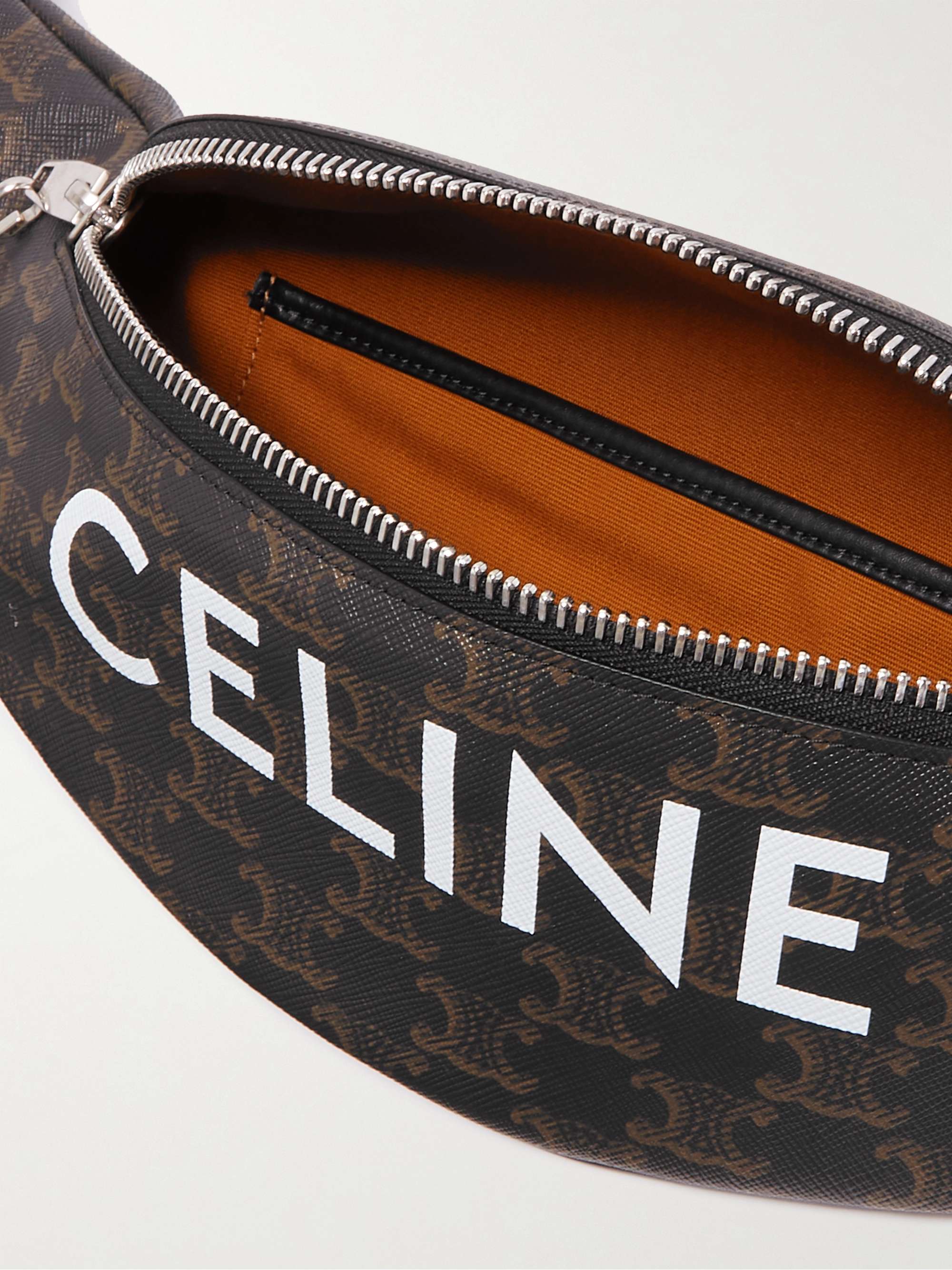 CELINE HOMME Triomphe Logo-Print Coated-Canvas and Nylon Belt Bag