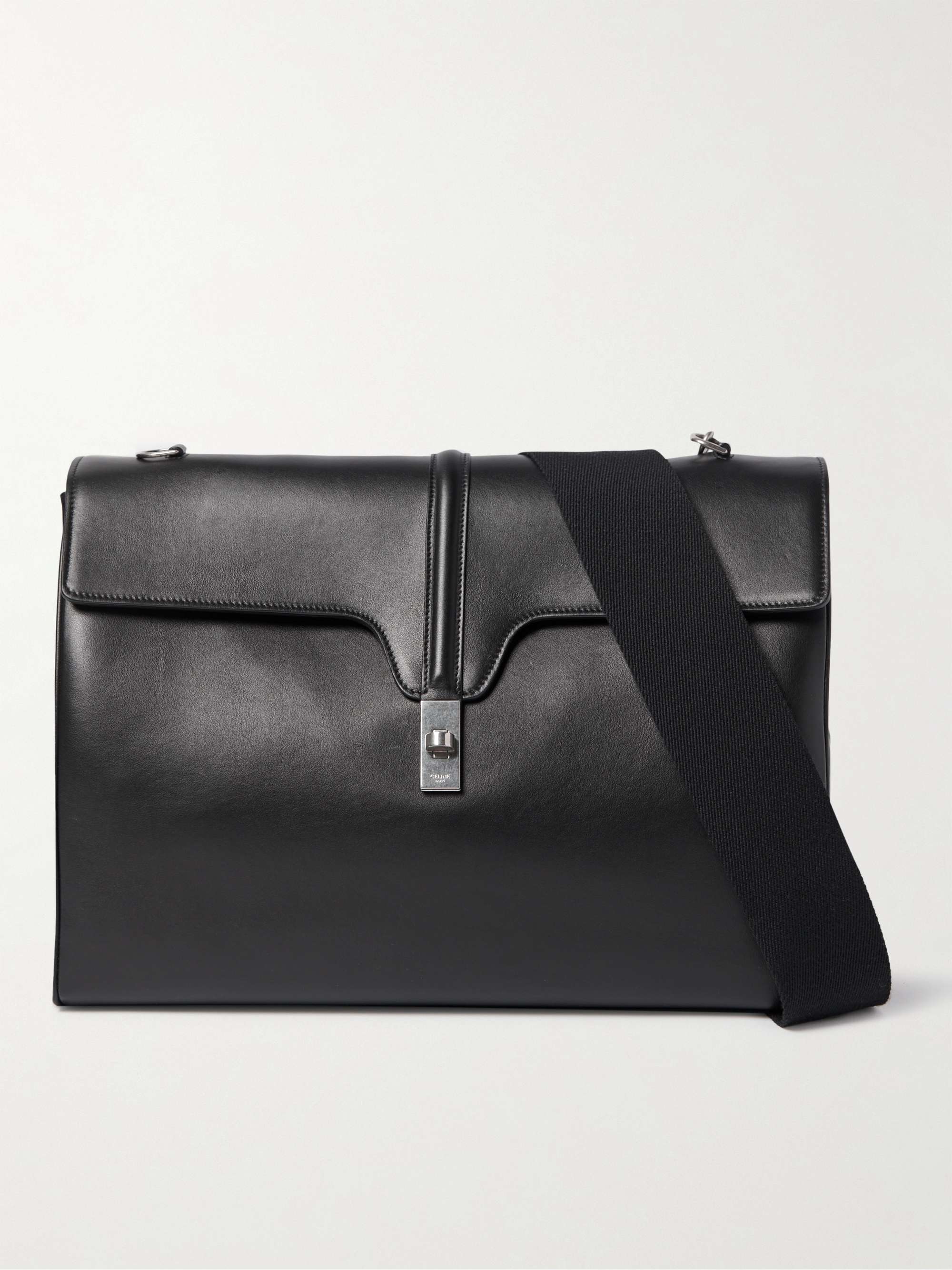 Black Ava Triomphe Leather-Trimmed Logo-Jacquard Messenger Bag 