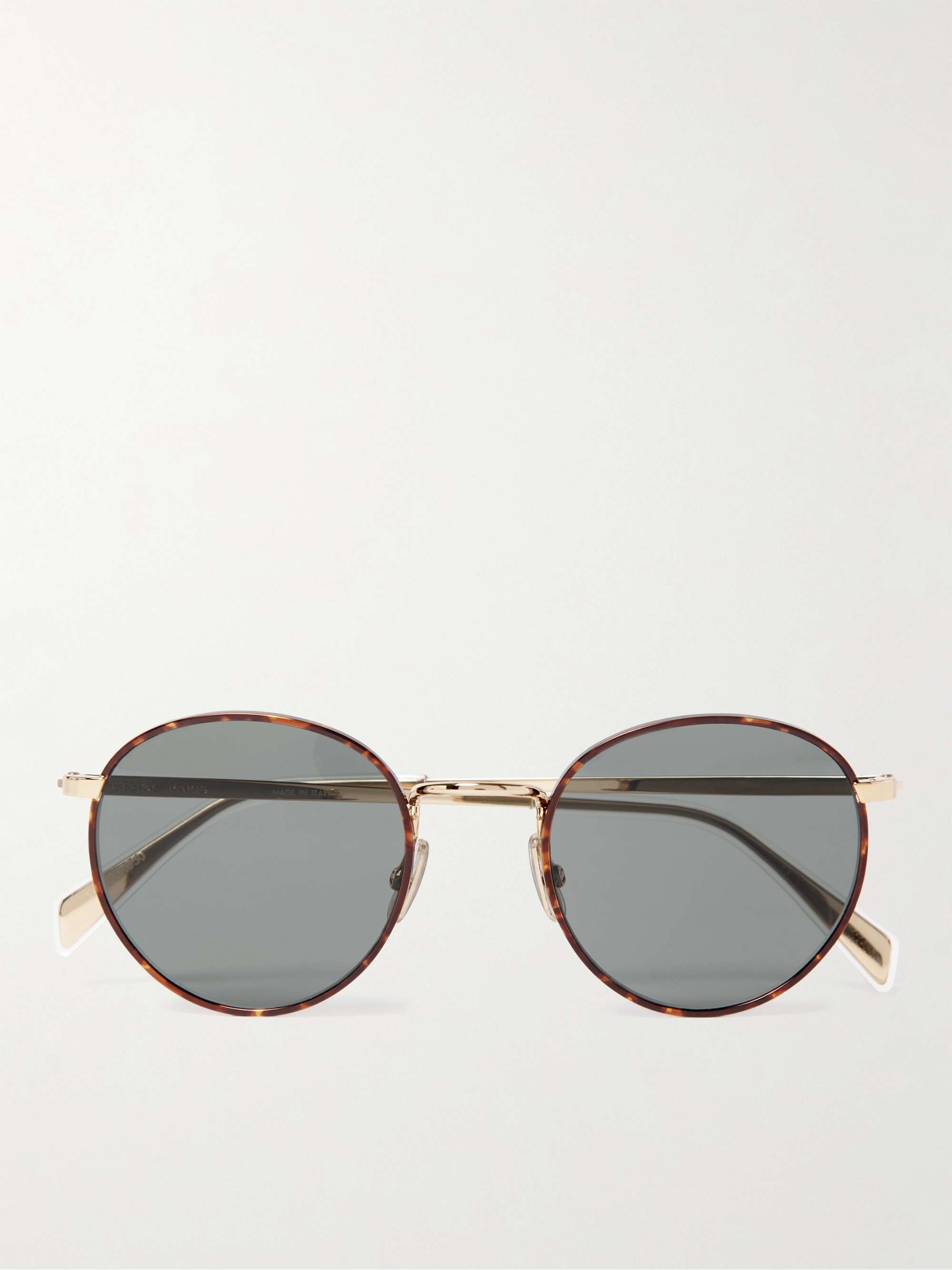 CELINE HOMME Round-Frame Tortoiseshell Acetate and Gold-Tone Sunglasses