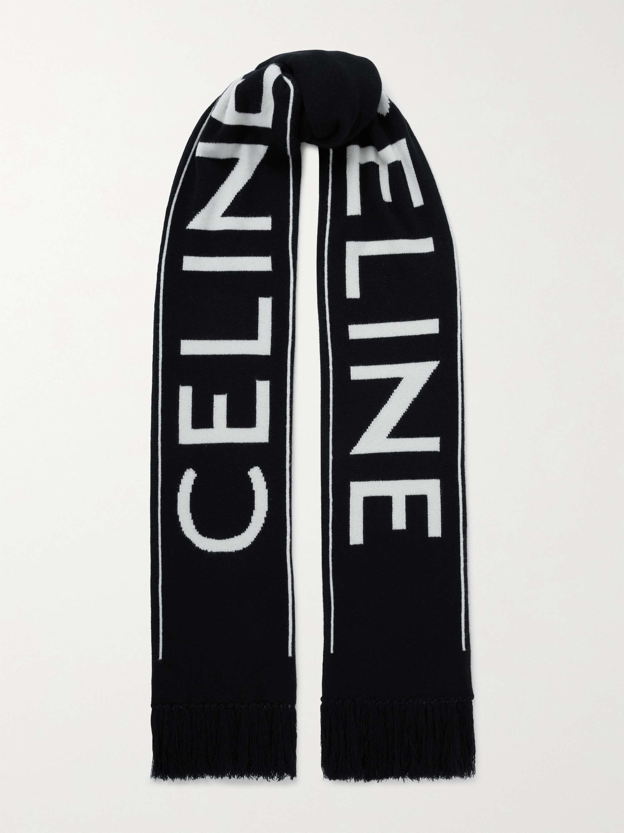 CELINE HOMME Logo-Jacquard Wool and Cashmere-Blend Scarf