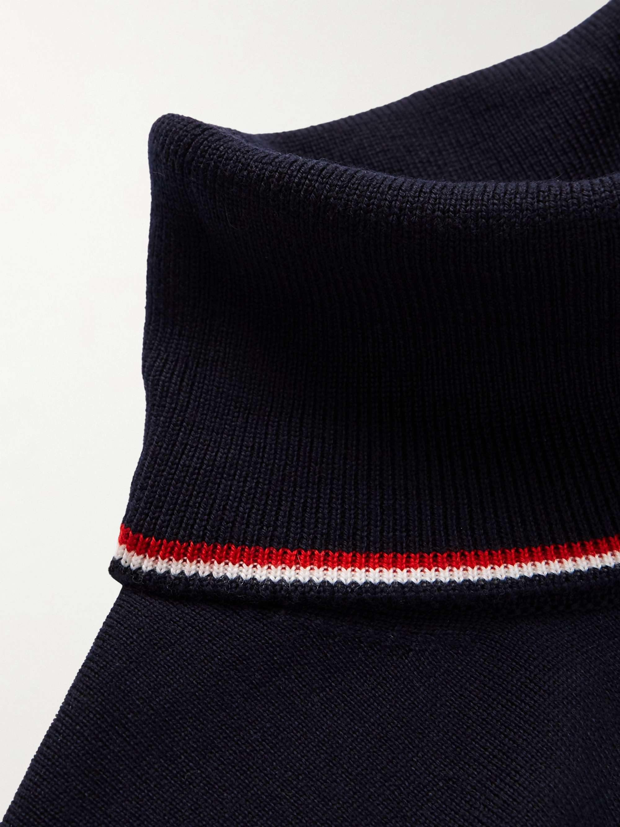 MONCLER Logo-Appliquéd Striped Virgin Wool Rollneck Sweater