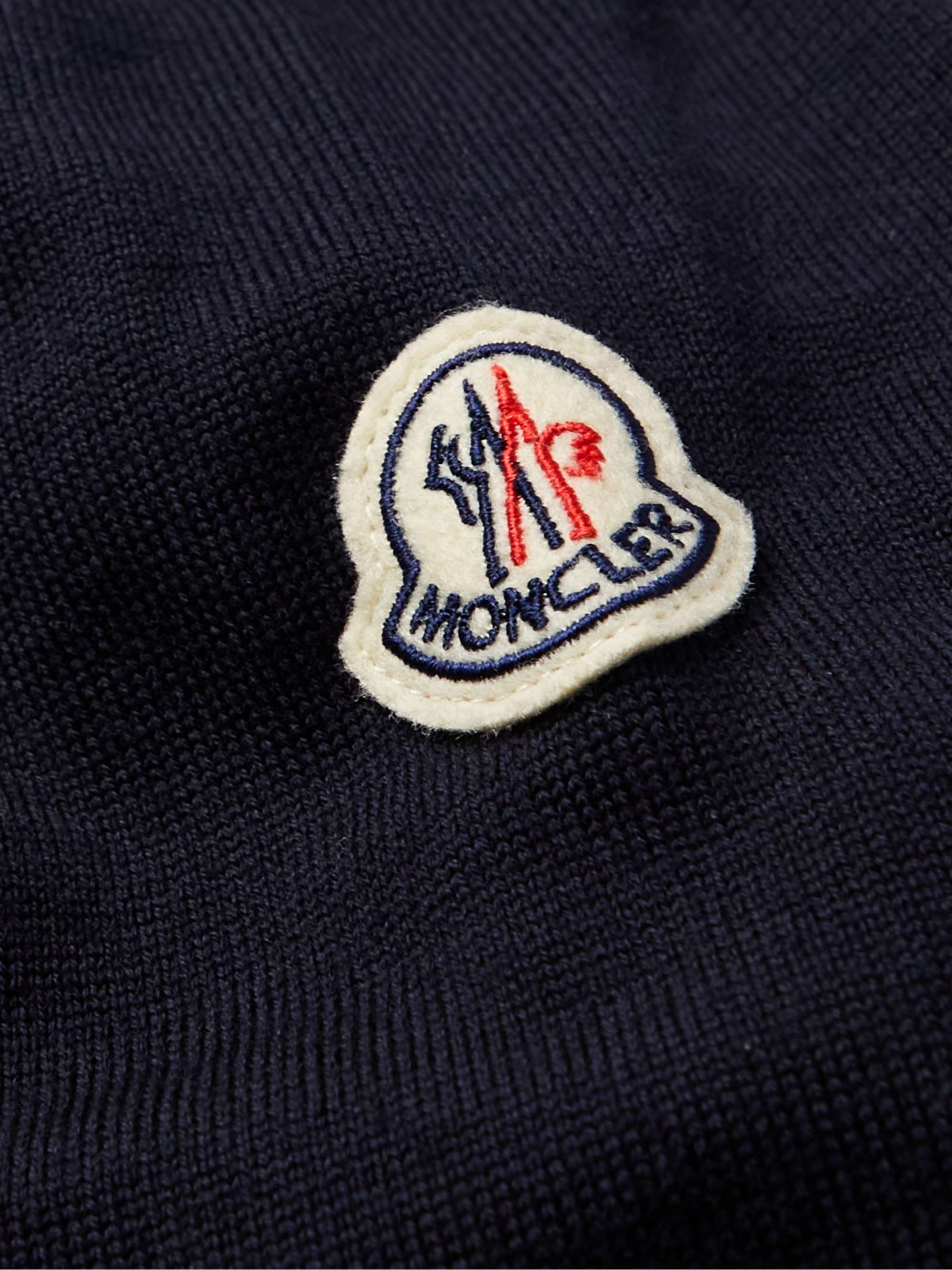 MONCLER Logo-Appliquéd Striped Virgin Wool Rollneck Sweater