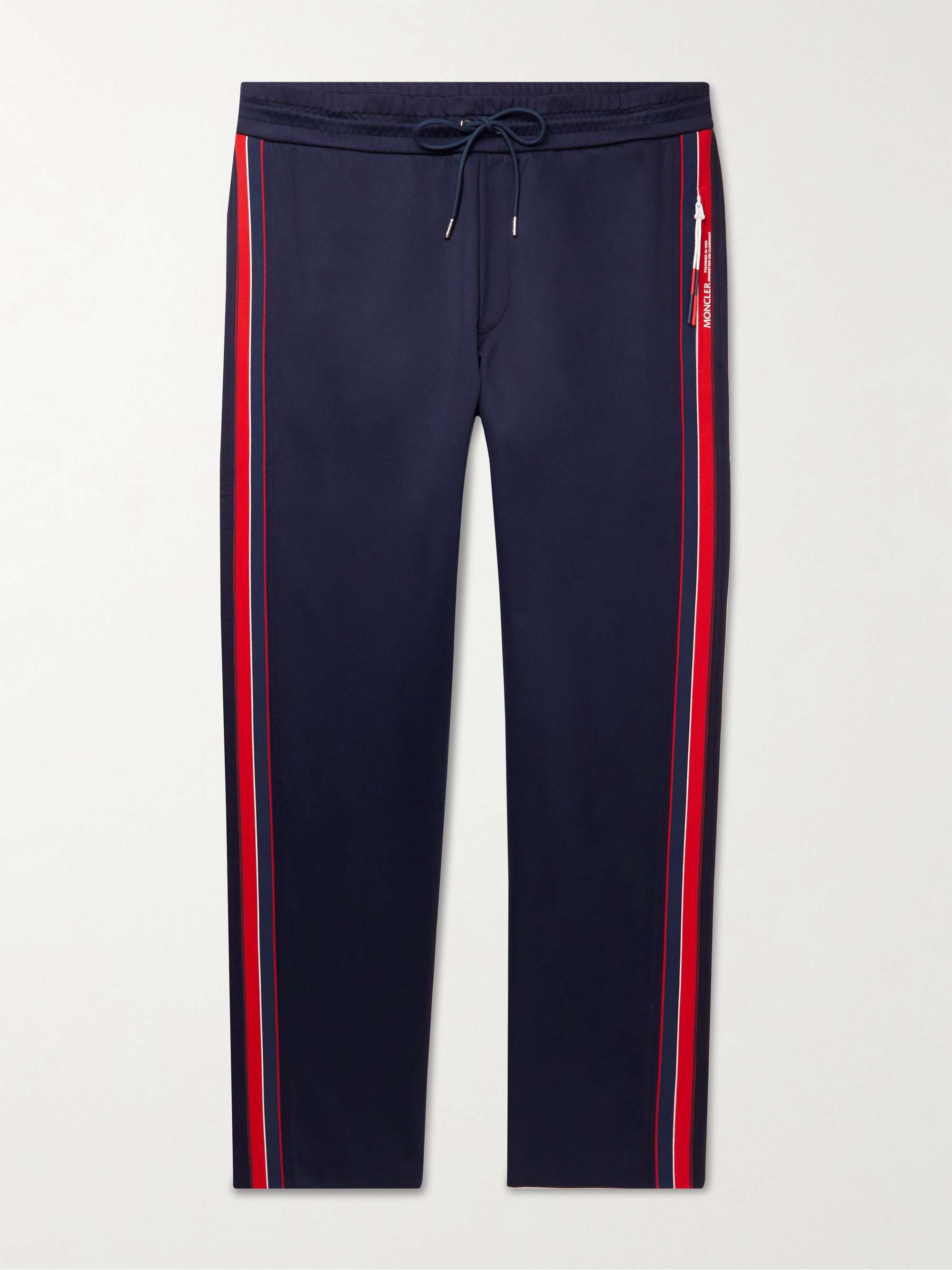 MONCLER Straight-Leg Striped Tech-Jersey Sweatpants