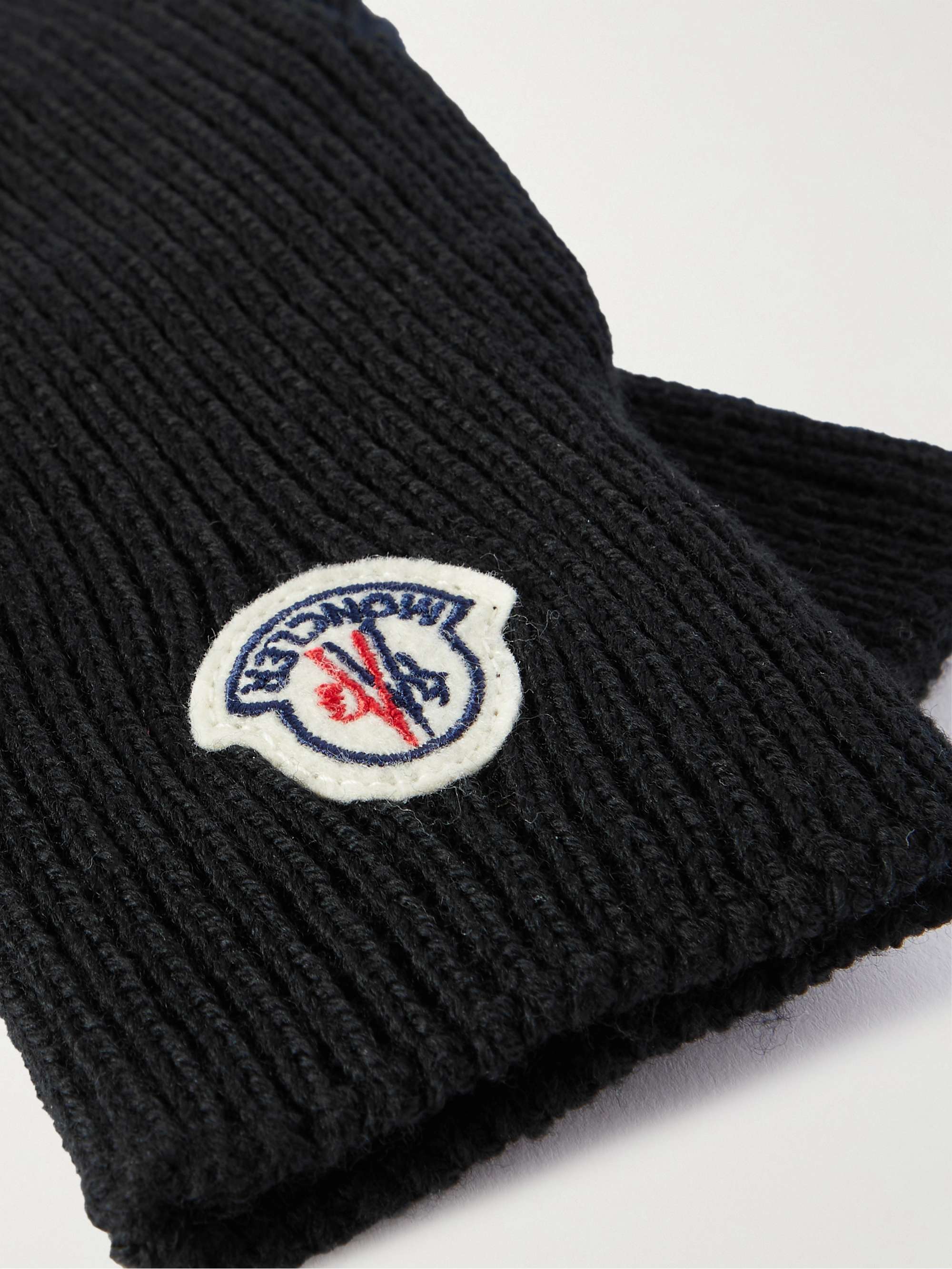 MONCLER Logo-Appliquéd Ribbed Wool Gloves