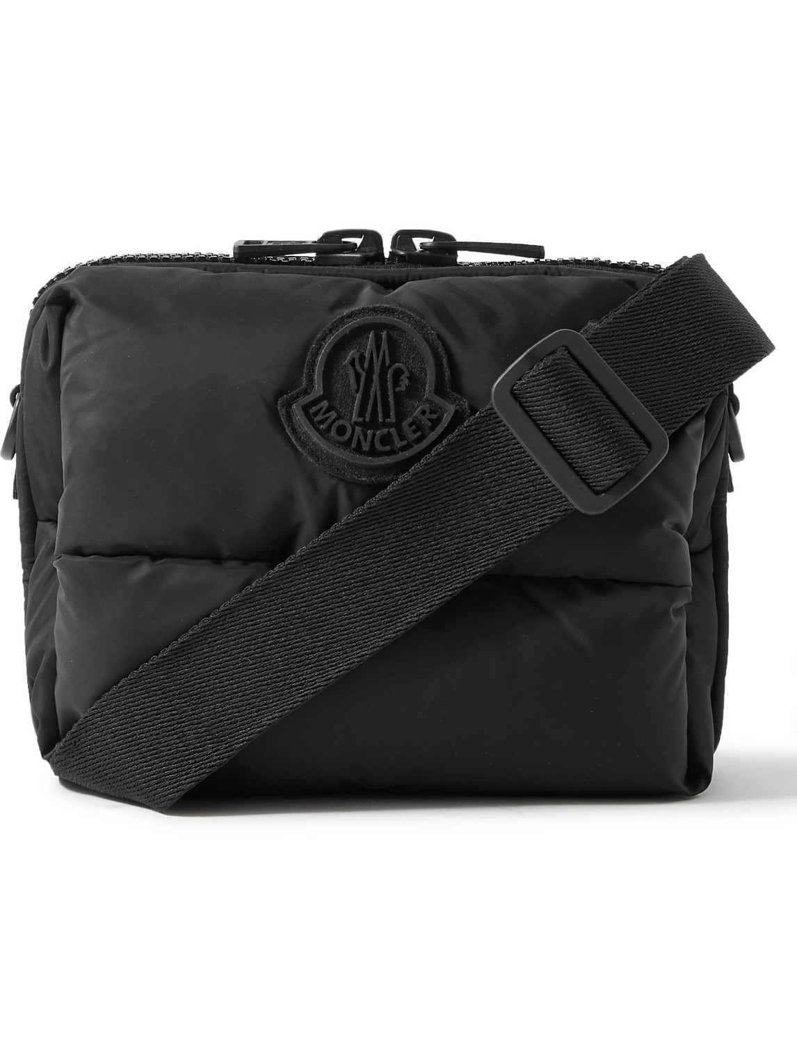 Moncler Legere Logo-appliquéd Quilted Shell Messenger Bag In Black