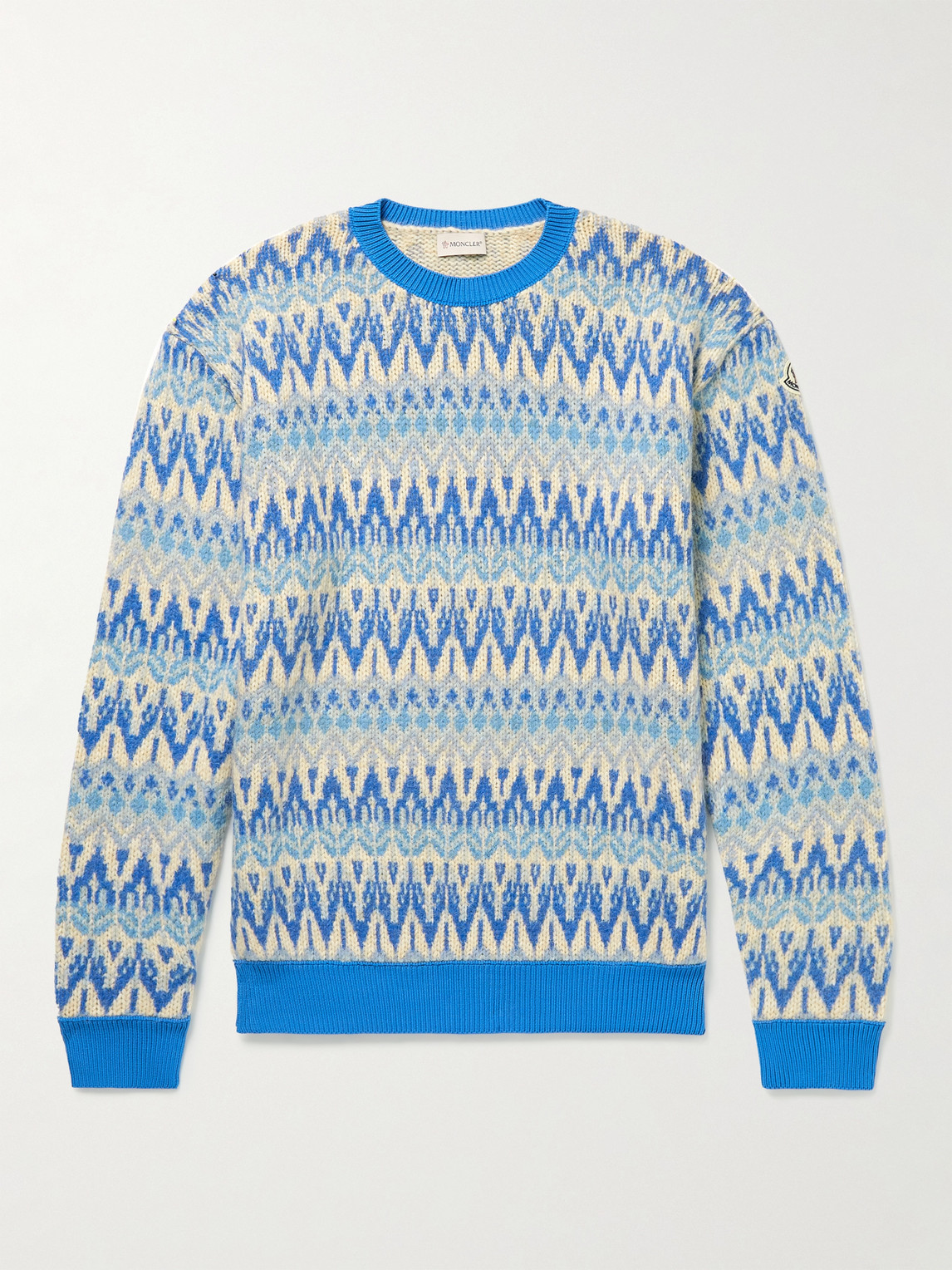 Moncler Fair Isle Crewneck Sweater In Blue