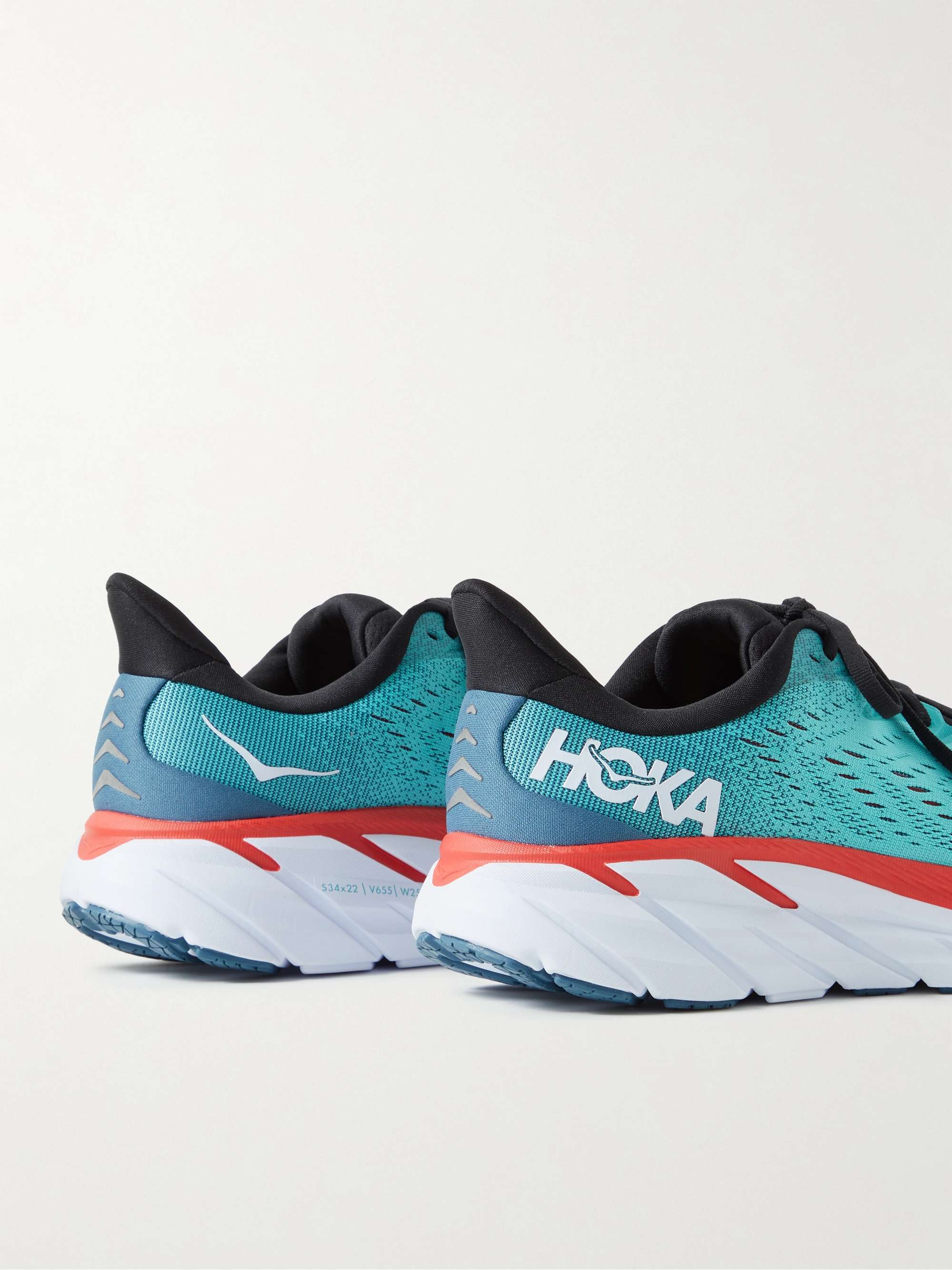 HOKA ONE ONE Clifton 8 Rubber-Trimmed Mesh Running Sneakers