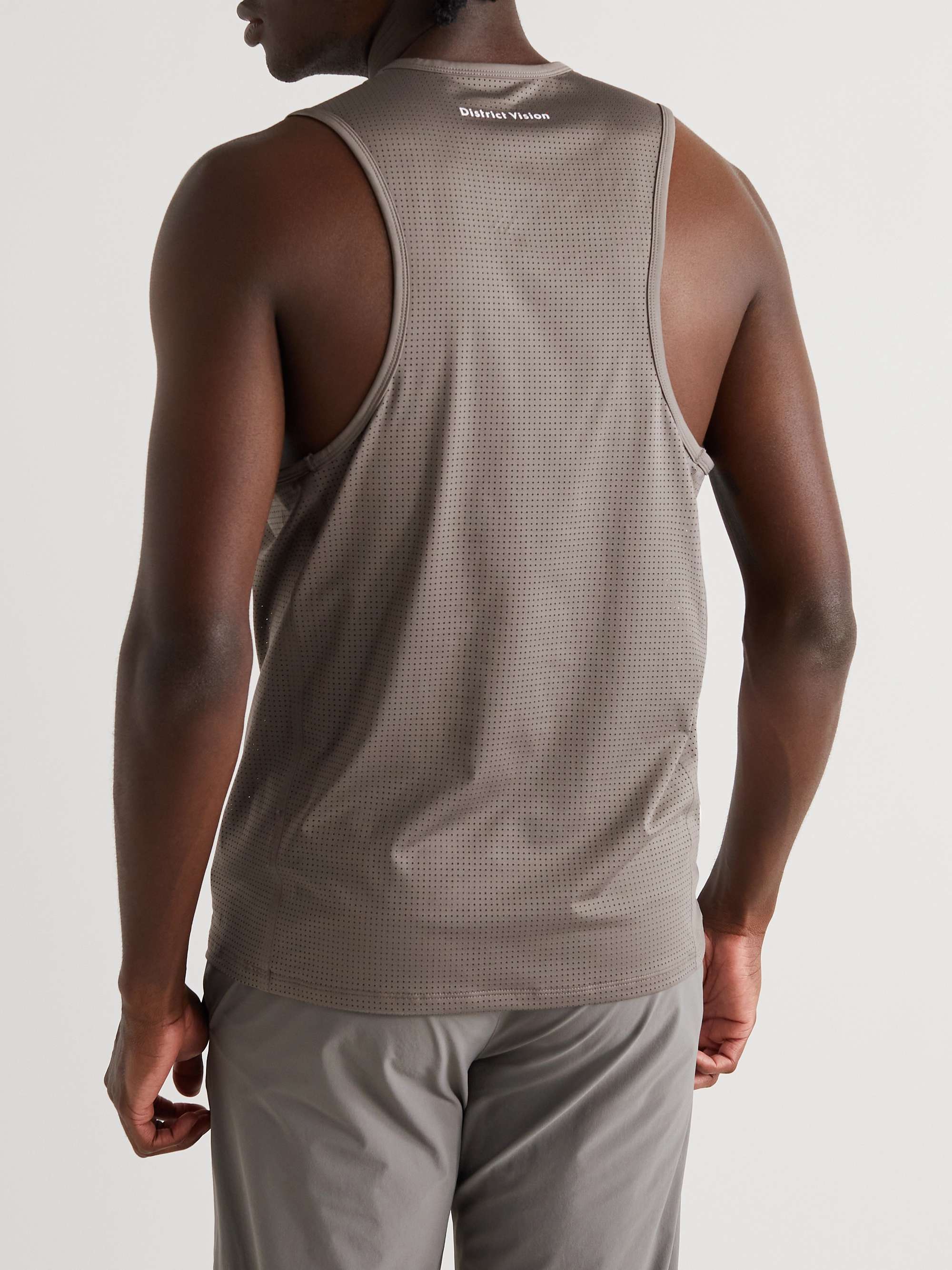 DISTRICT VISION Printed Perforated Stretch-Jersey Tank Top