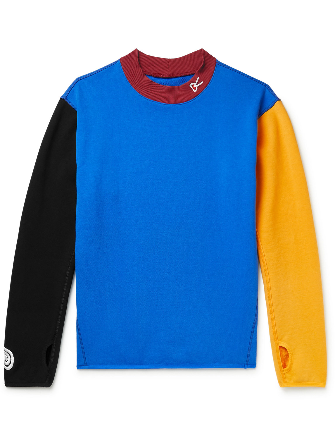 District Vision Mr Porter Health In Mind Hiei Colour-block Cotton-jersey Sweatshirt In Blue