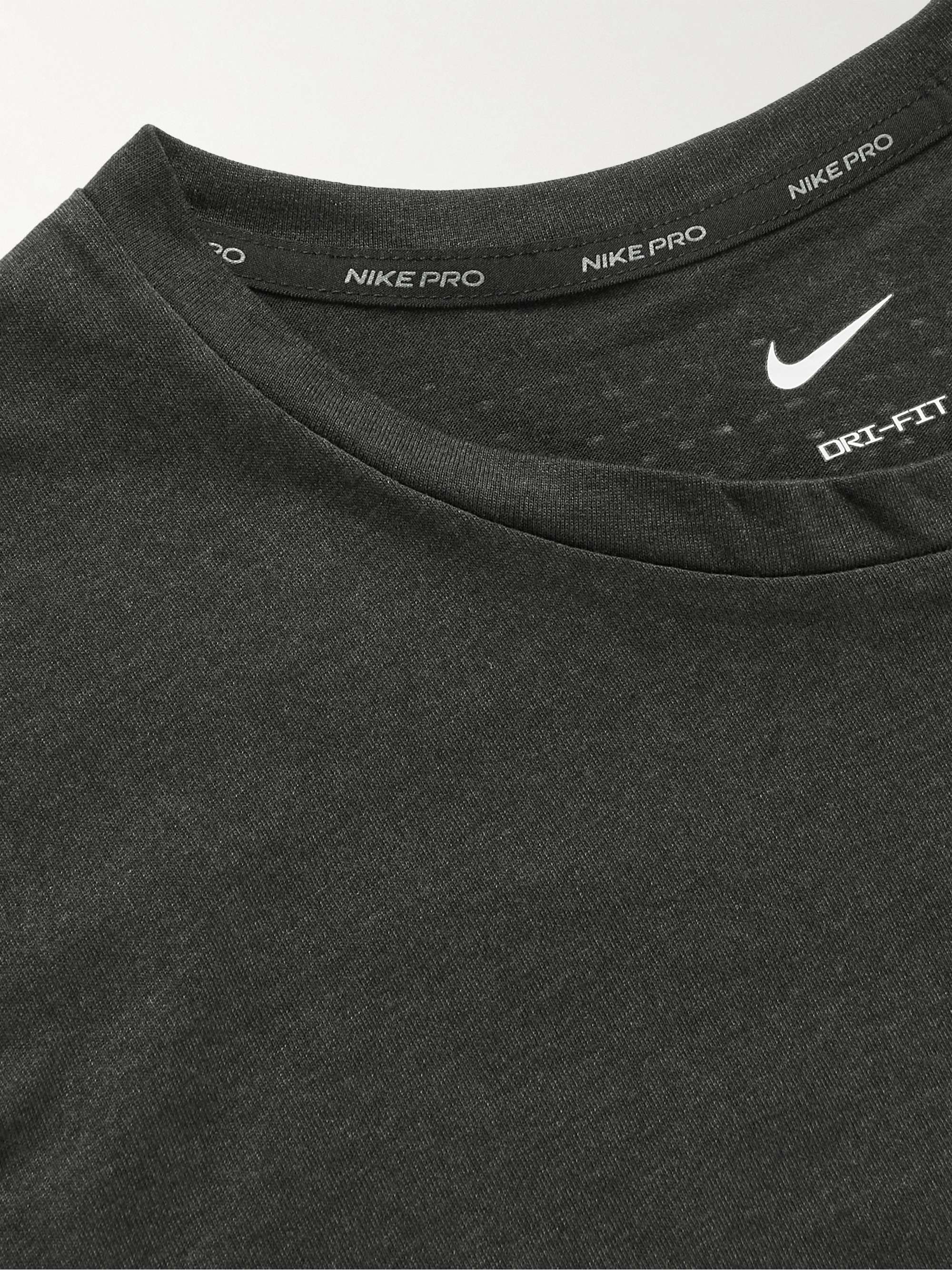 NIKE TRAINING Pro Logo-Print Dri-Fit Burnout Cotton-Blend T-Shirt