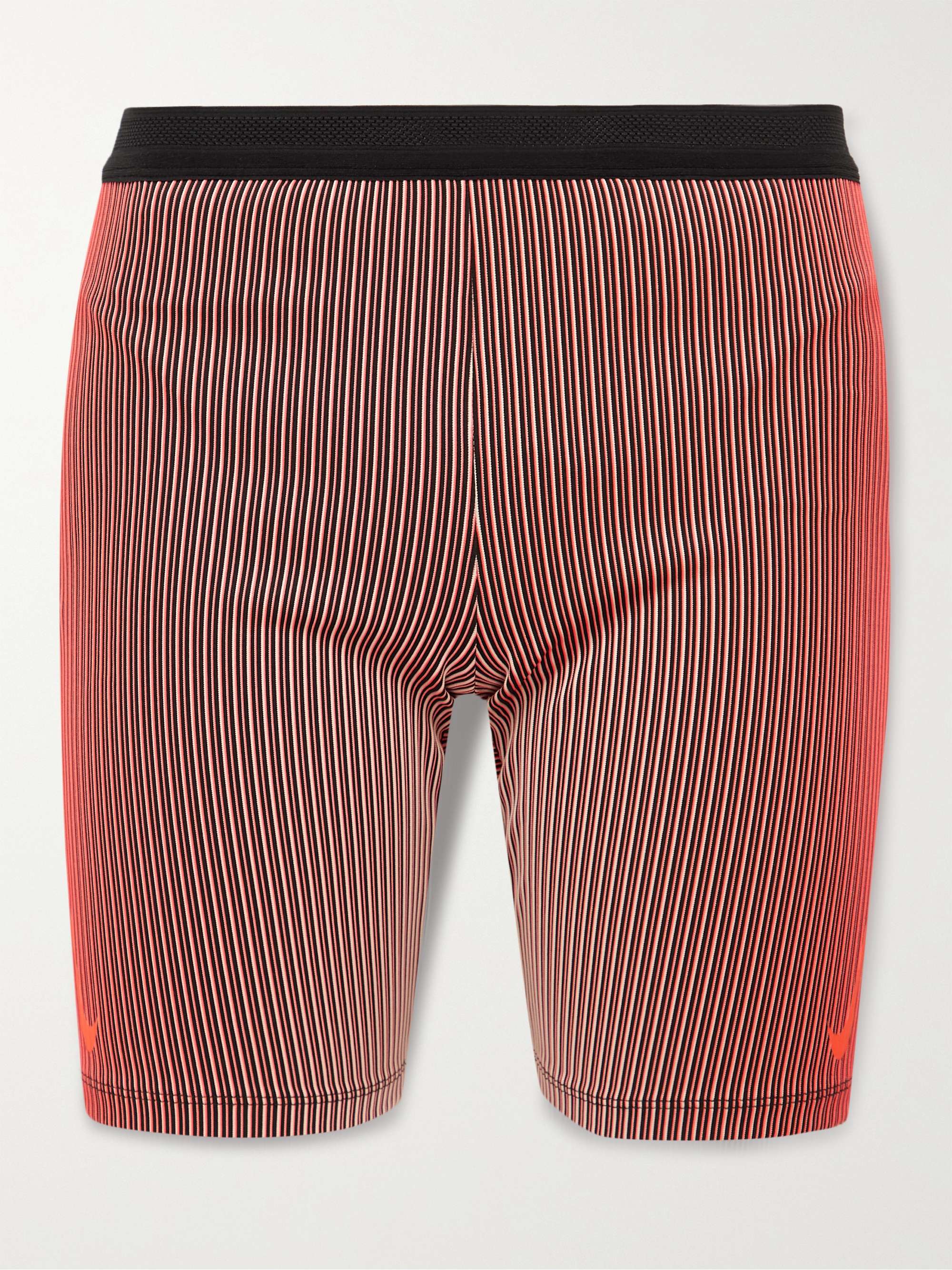 NIKE RUNNING AeroSwift Ribbed Striped Stretch-Jersey Shorts